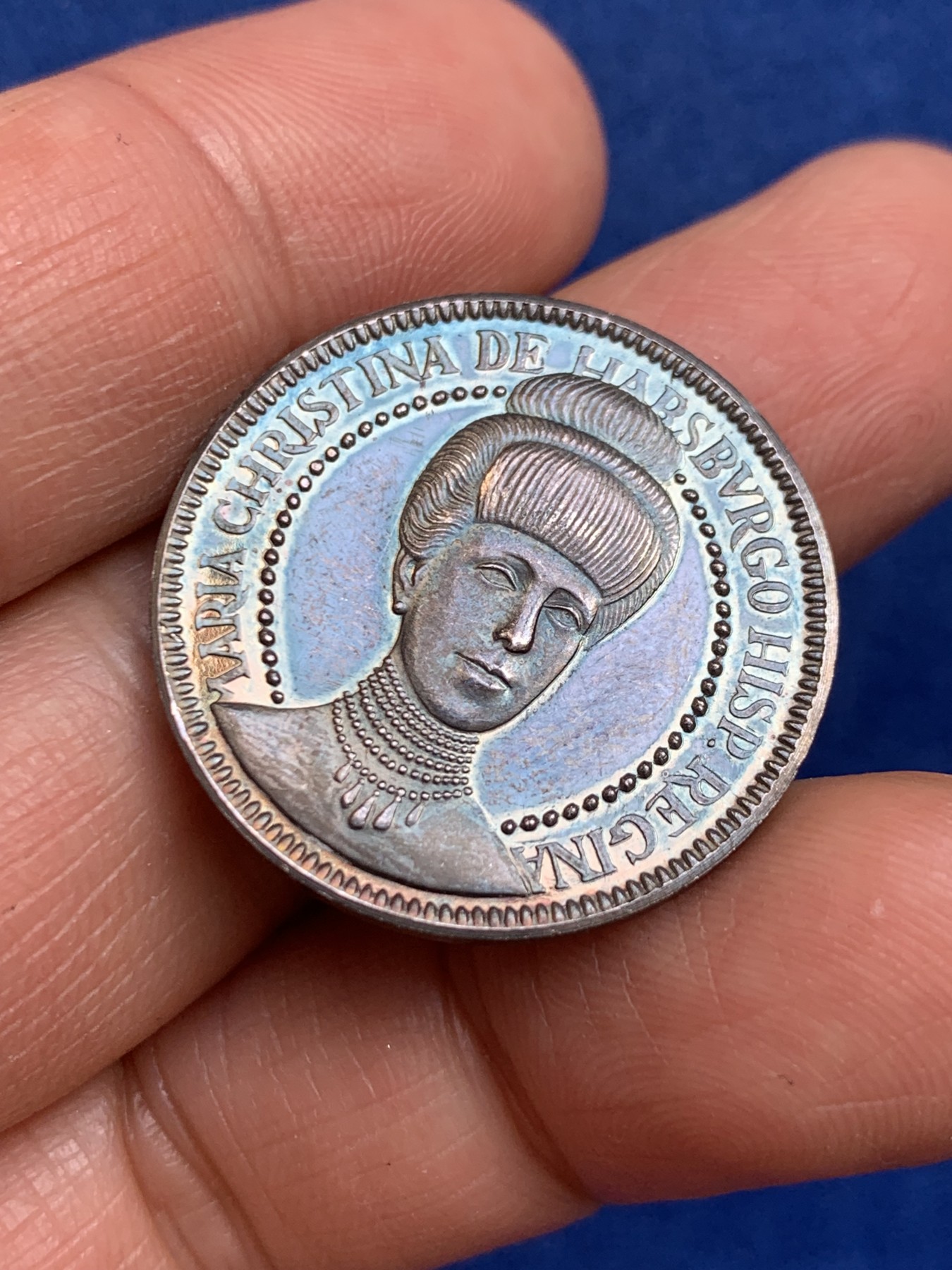 《竞宝斋》第238场-周日，周一，周二，周三 疯狂4连拍 (全场包邮) 西班牙玛丽亚·克里斯蒂娜 925银章 7.31克 27mm