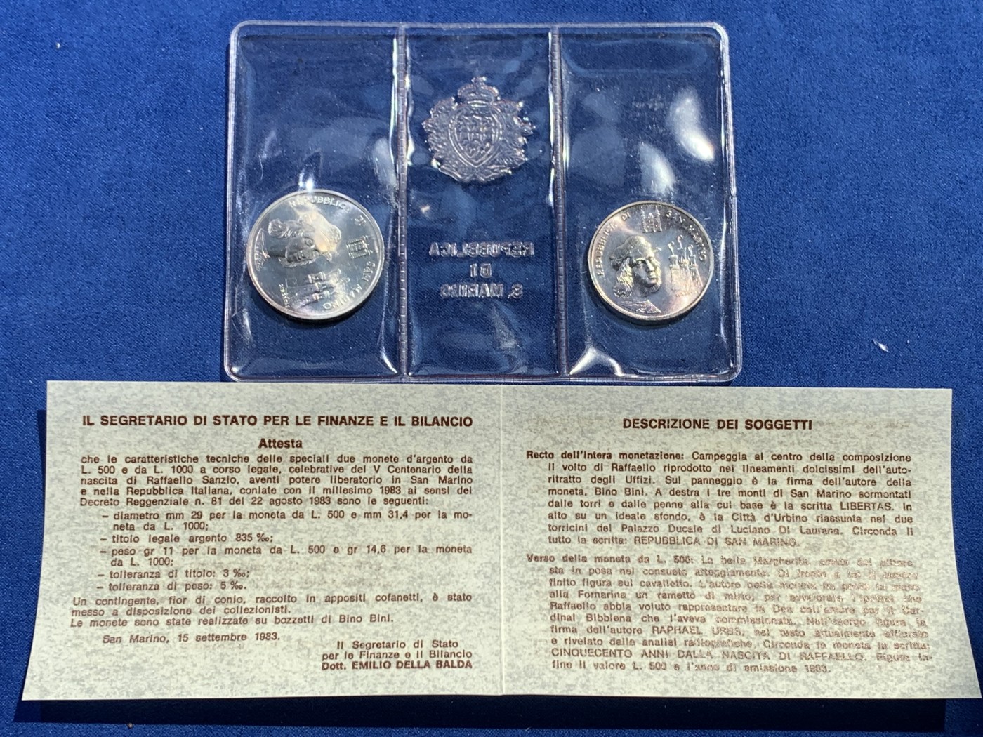 《竞宝斋》第238场-周日，周一，周二，周三 疯狂4连拍 (全场包邮) 圣马力诺 1983 500+1000里拉 银币套装