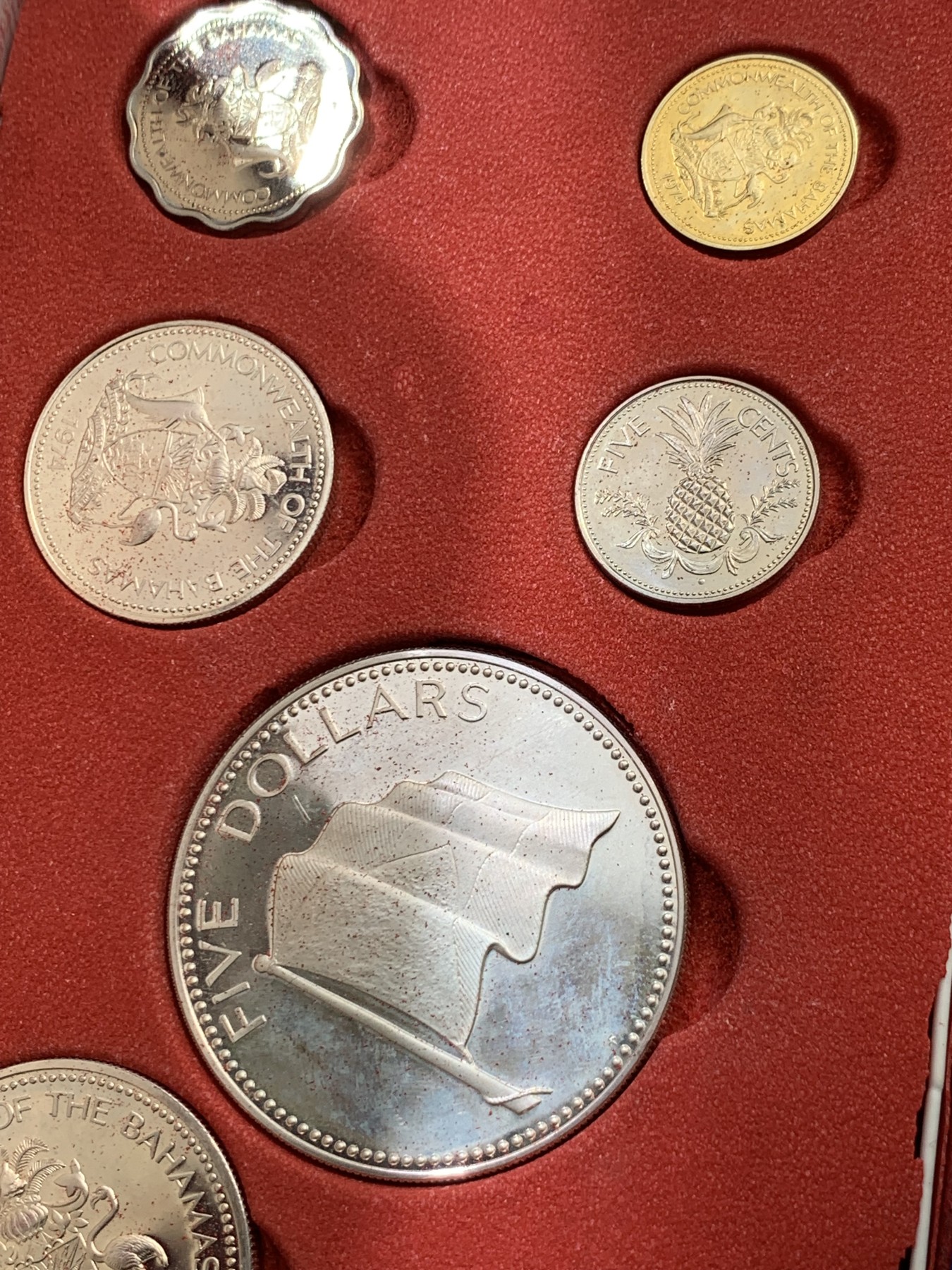 《竞宝斋》第238场-周日，周一，周二，周三 疯狂4连拍 (全场包邮) 巴哈马1974年 九枚套精制币 其中 50分/1/2/5元都是银币