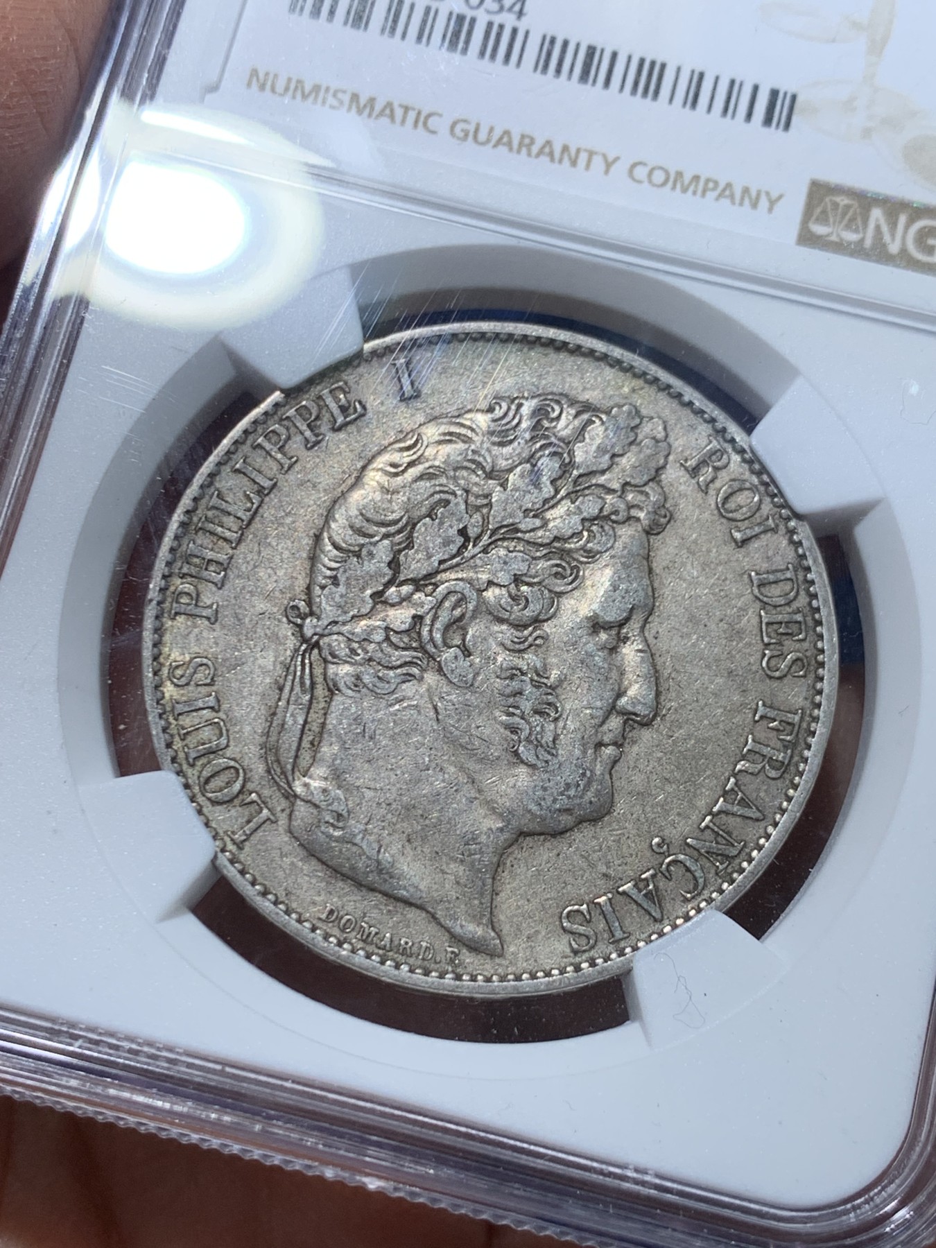 《竞宝斋》第238场-周日，周一，周二，周三 疯狂4连拍 (全场包邮) NGC-XF45 法国 1845年W 菲利普一世 5法郎银币