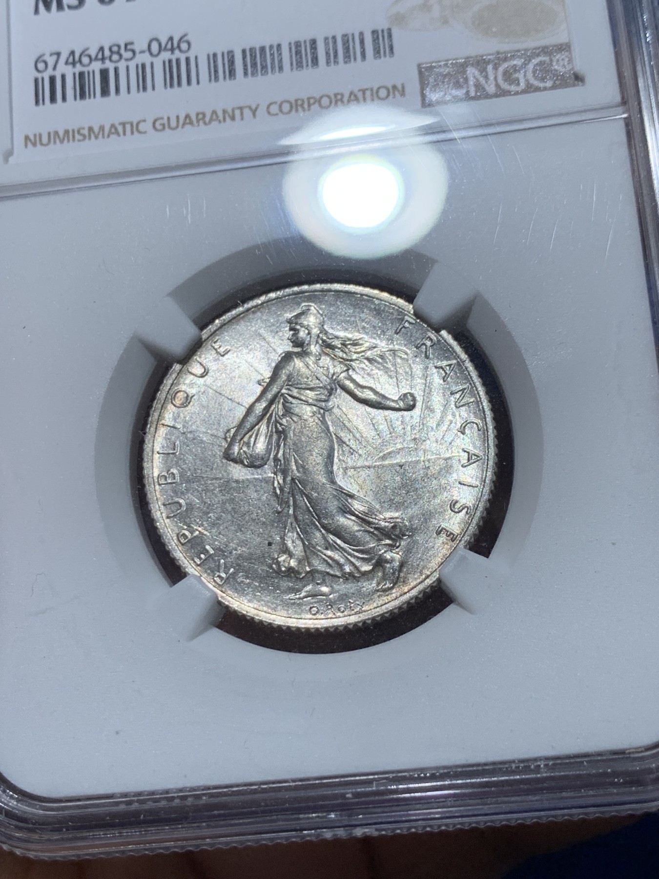 《竞宝斋》第238场-周日，周一，周二，周三 疯狂4连拍 (全场包邮) NGC MS61 法国1919年播种女神2法郎银币