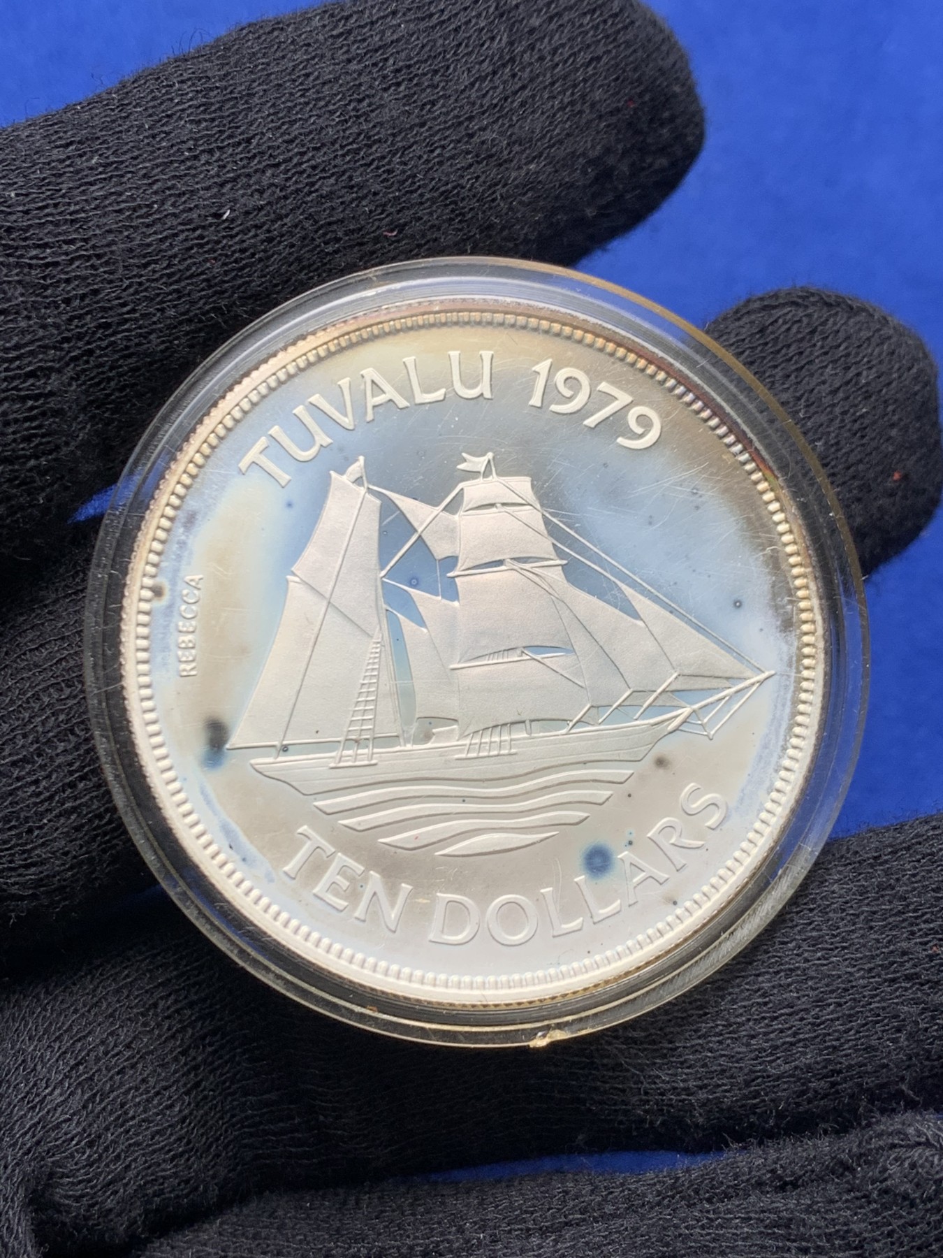 《竞宝斋》第238场-周日，周一，周二，周三 疯狂4连拍 (全场包邮) 图瓦卢1979 伊丽莎白二世 10元 大银币