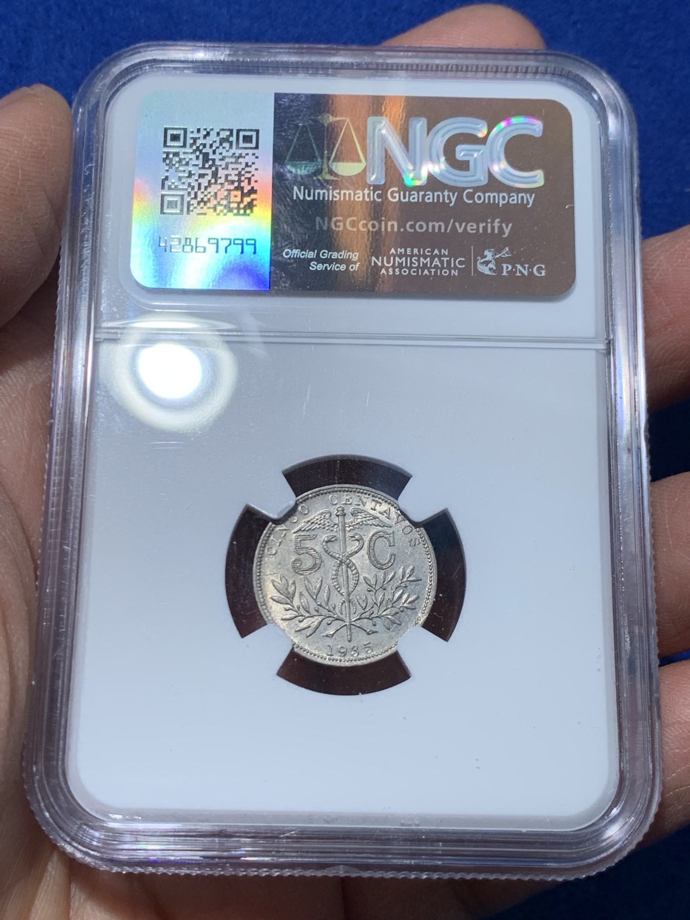 《竞宝斋》第238场-周日，周一，周二，周三 疯狂4连拍 (全场包邮) NGC UNC 玻利维亚 1935年 5分