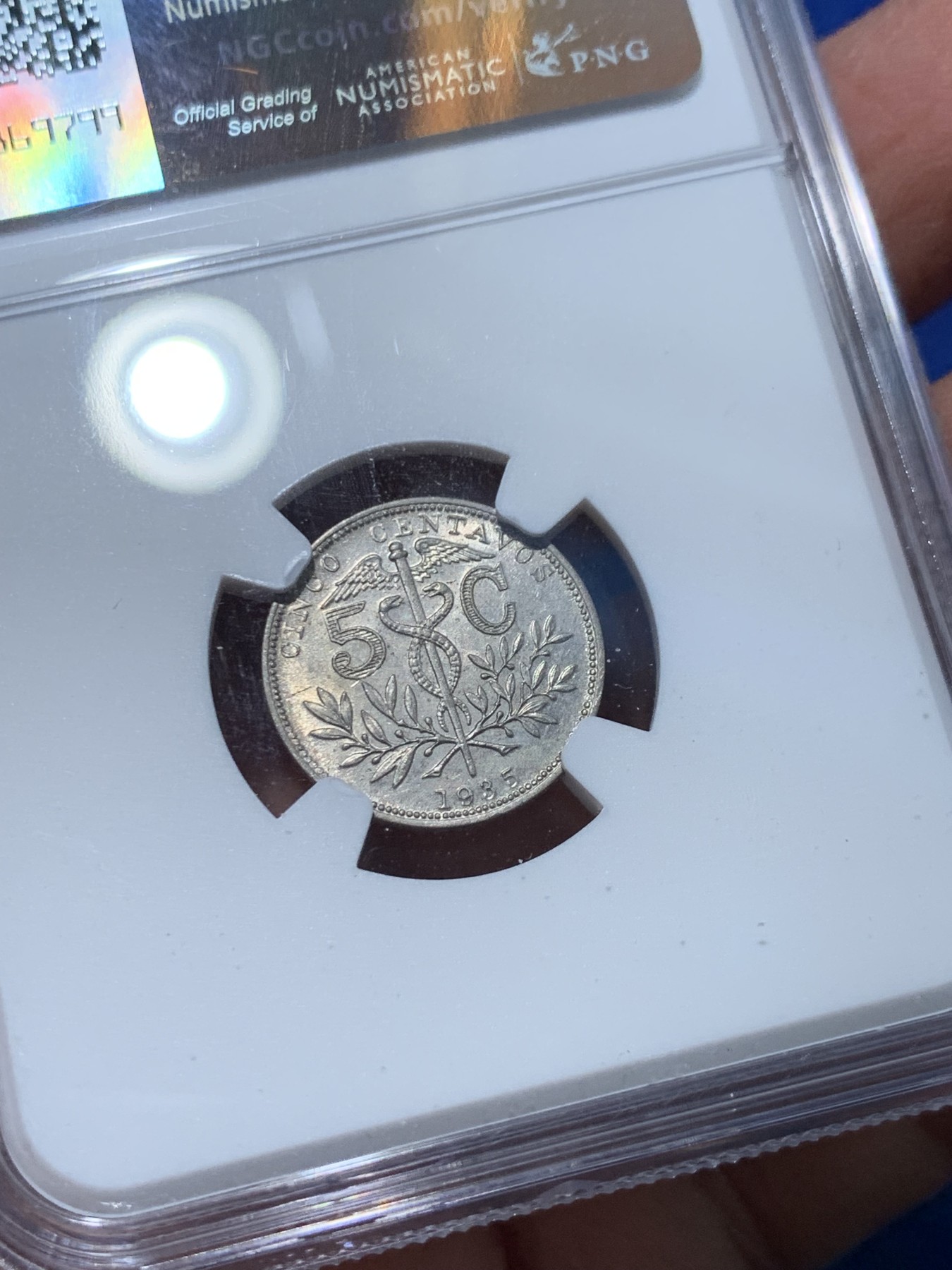 《竞宝斋》第238场-周日，周一，周二，周三 疯狂4连拍 (全场包邮) NGC UNC 玻利维亚 1935年 5分