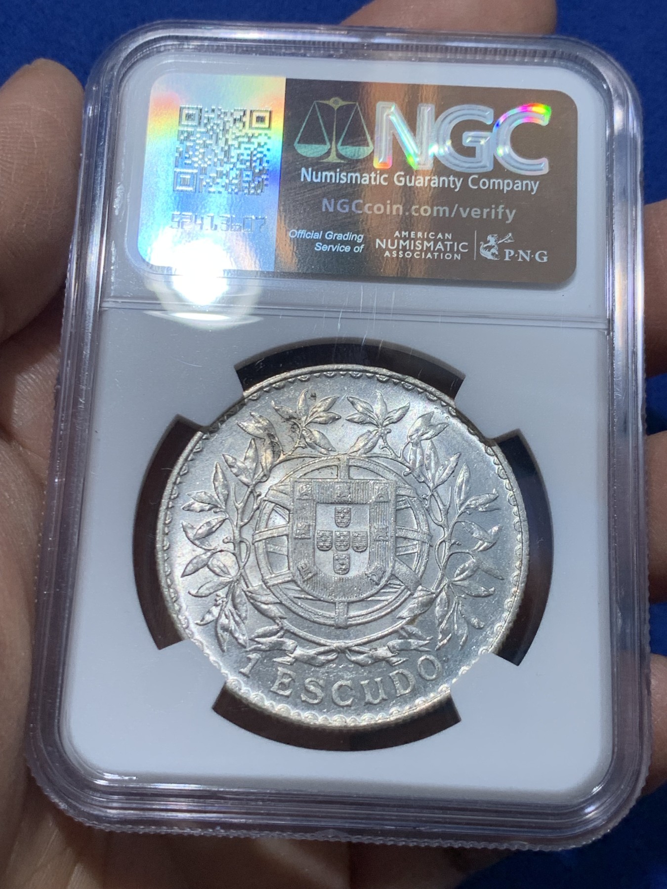 《竞宝斋》第238场-周日，周一，周二，周三 疯狂4连拍 (全场包邮) NGC MS60 原光葡萄牙1915年女神1埃斯库多银币