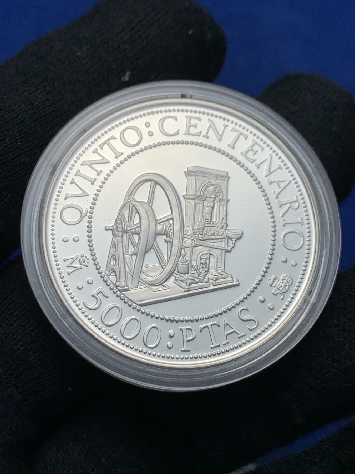 《竞宝斋》第238场-周日，周一，周二，周三 疯狂4连拍 (全场包邮) 西班牙 1992 造币机 5000比塞塔 加厚大银币 54克 925银