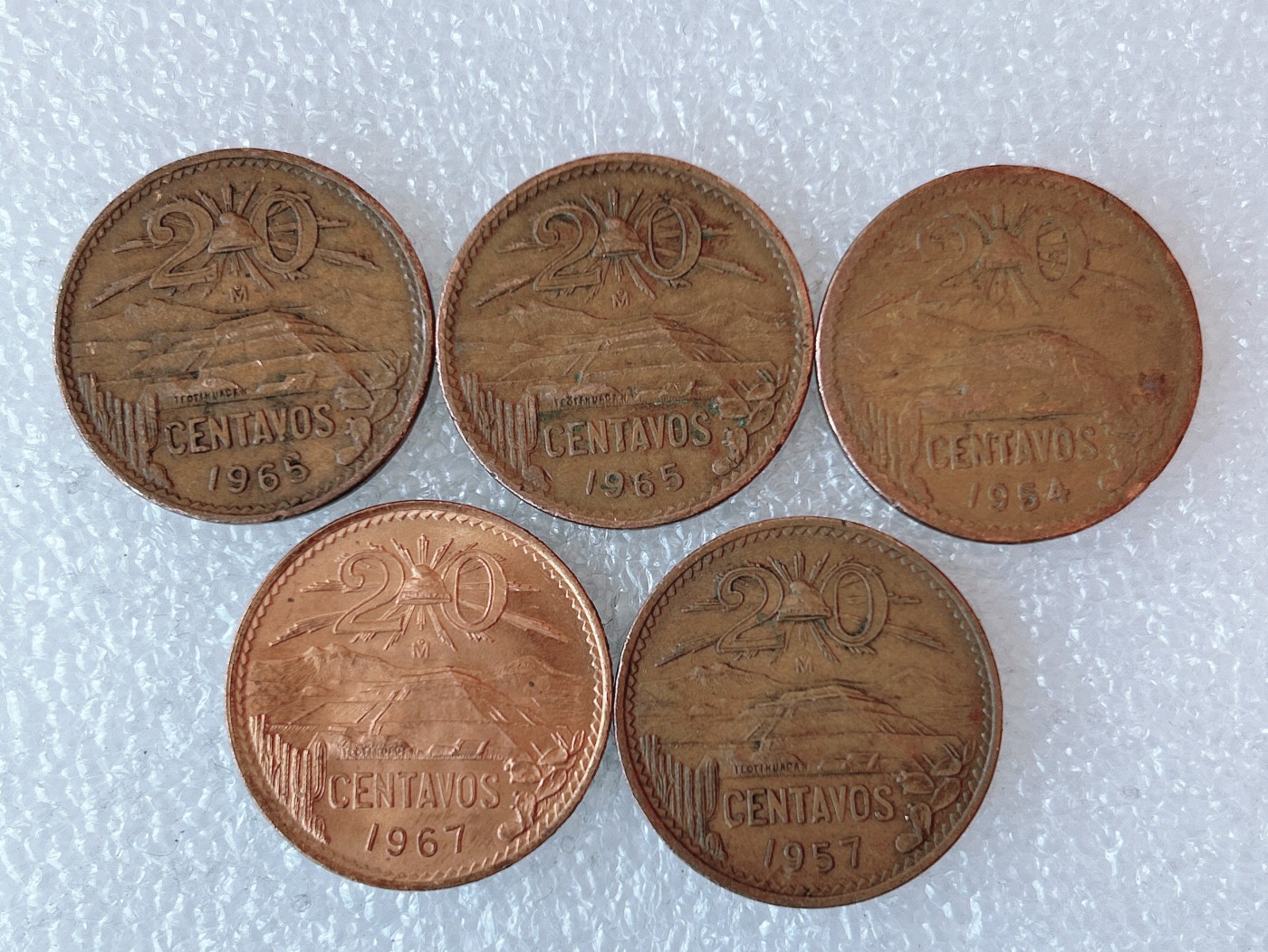 第一海外回流一元起拍收藏 本月最后一期 第61期 墨西哥20分大铜币 5枚