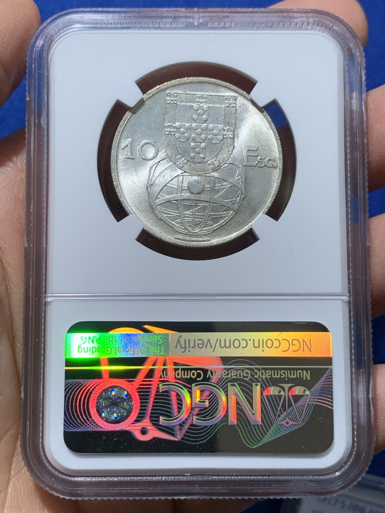 《竞宝斋》第238场-周日，周一，周二，周三 疯狂4连拍 (全场包邮) NGC MS65 葡萄牙1954年大帆船10埃斯库多银币