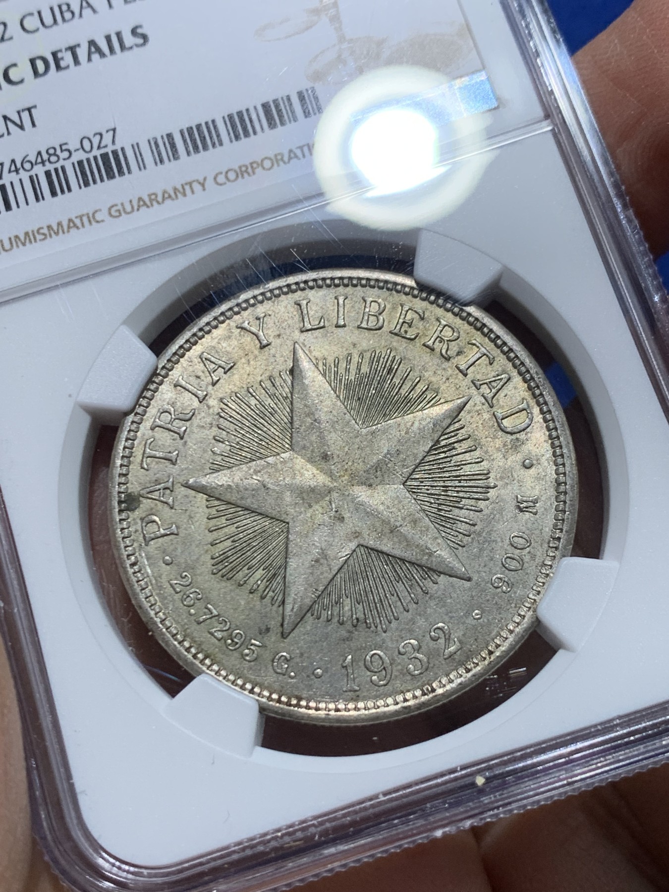 《竞宝斋》第238场-周日，周一，周二，周三 疯狂4连拍 (全场包邮) NGC UNC 古巴 1932年 大五角星 1比索 银币