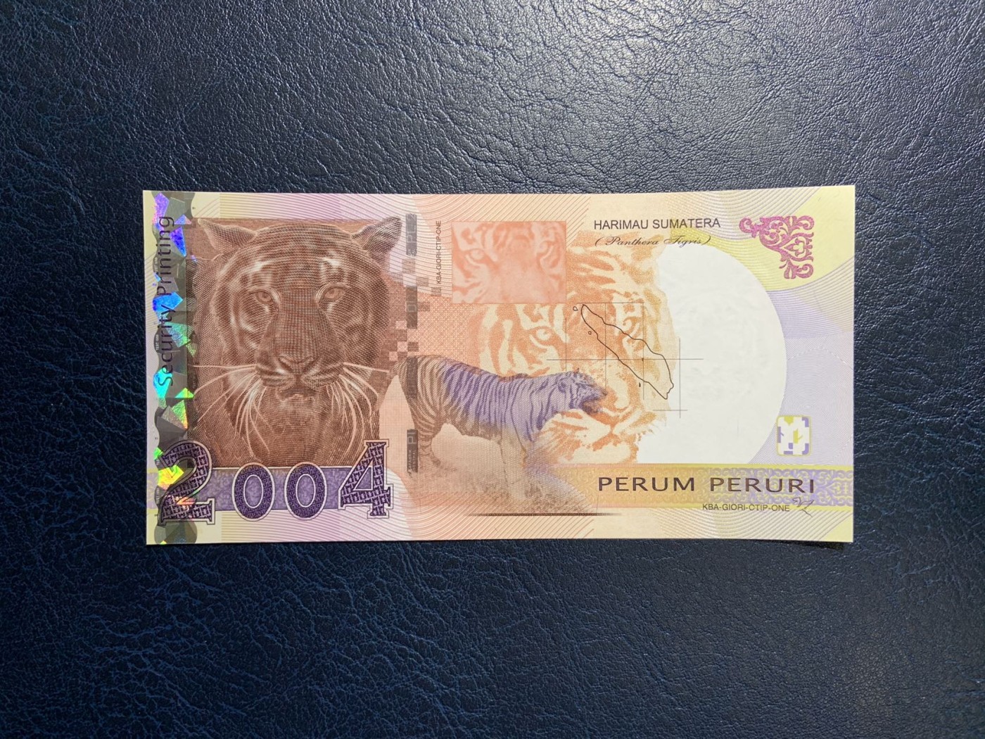 收藏联盟Quantum Auction 第320期拍卖  印度尼西亚2004年苏门答腊虎测试纪念钞 品相全新UNC