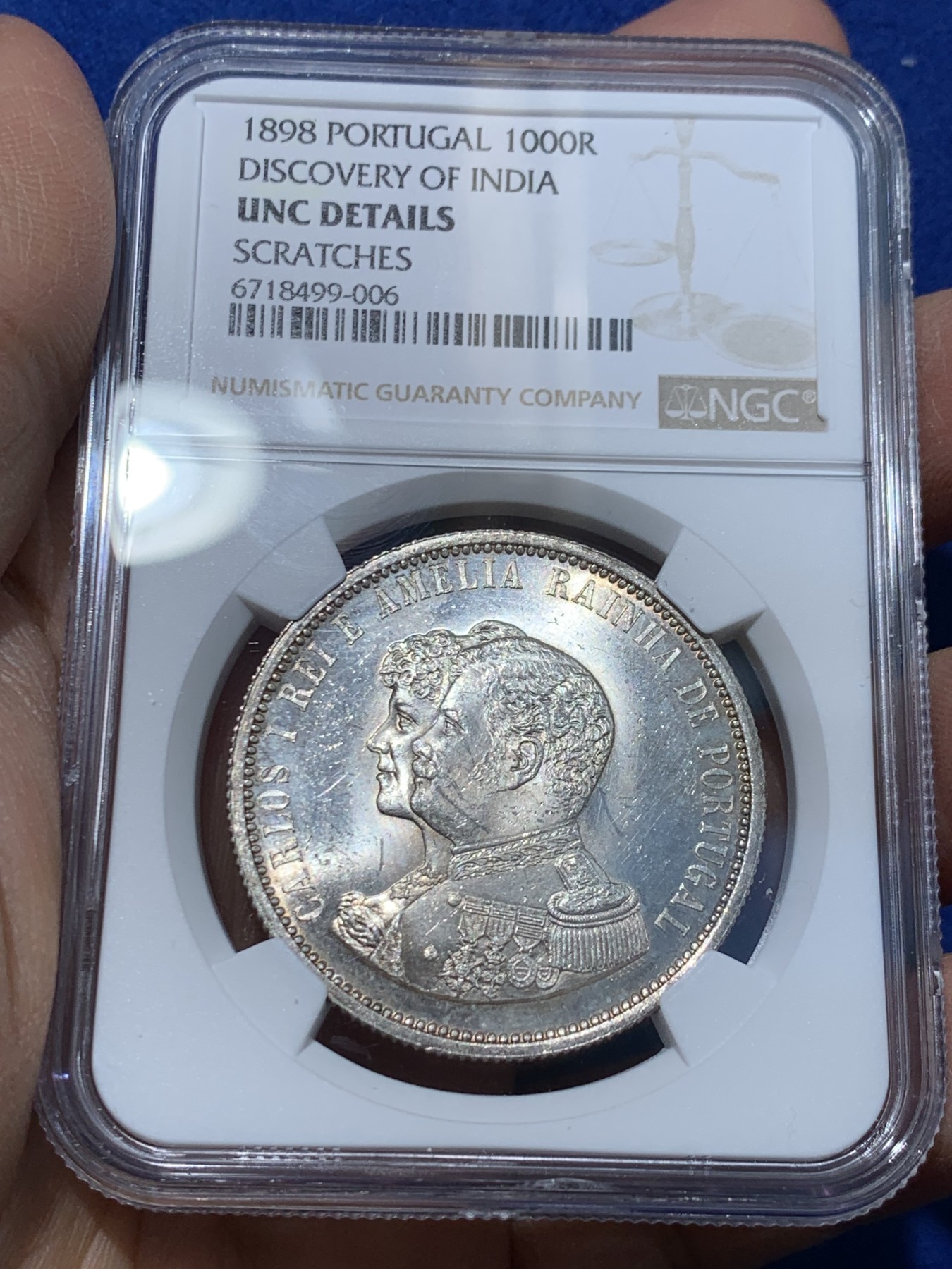 《竞宝斋》第238场-周日，周一，周二，周三 疯狂4连拍 (全场包邮) NGC UNC 葡萄牙1898年发现印度400周年1000瑞斯银币