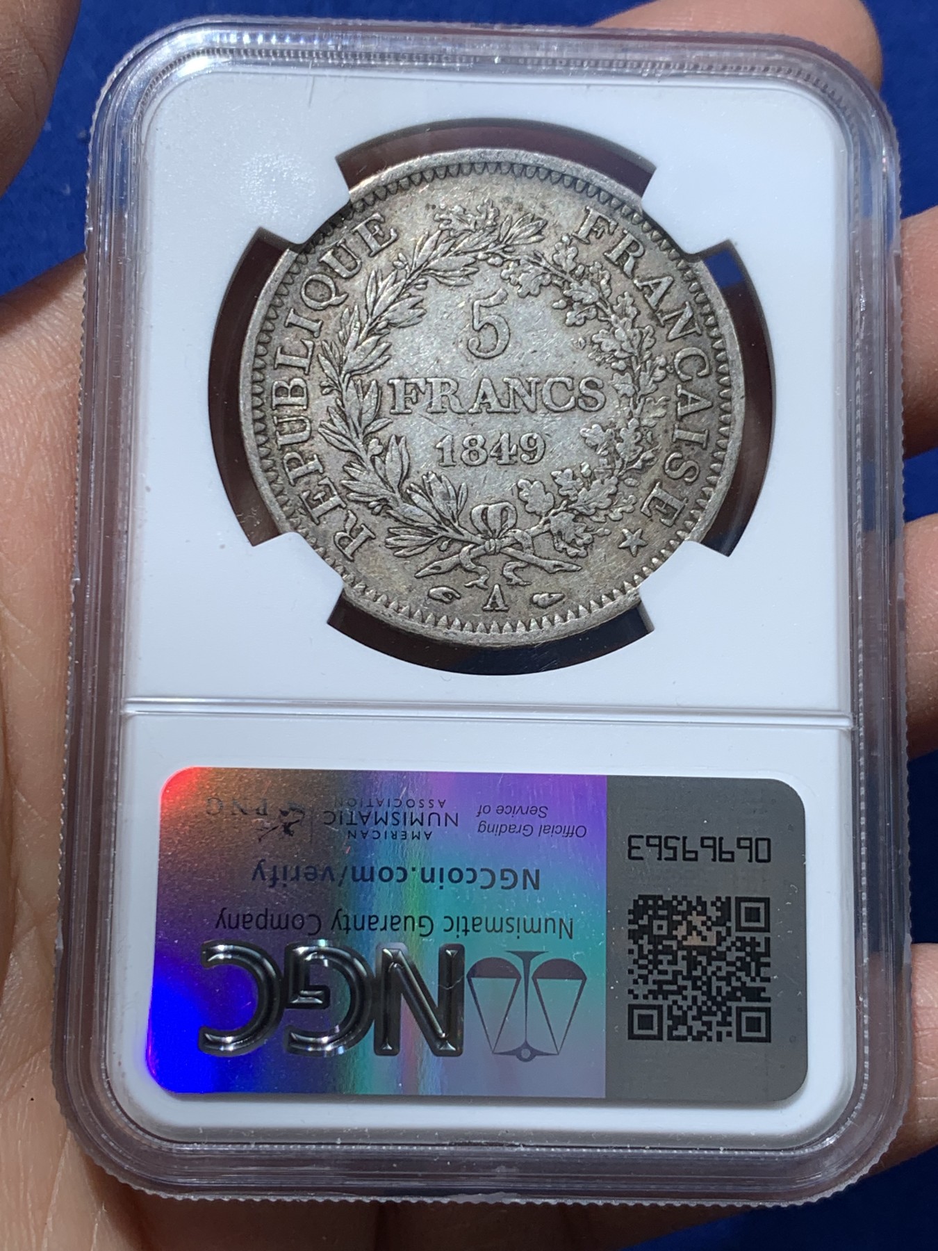 《竞宝斋》第238场-周日，周一，周二，周三 疯狂4连拍 (全场包邮) NGC XF45 法国1849第二共和大力神5法郎银币 只发行两年 出分难得 原味包浆