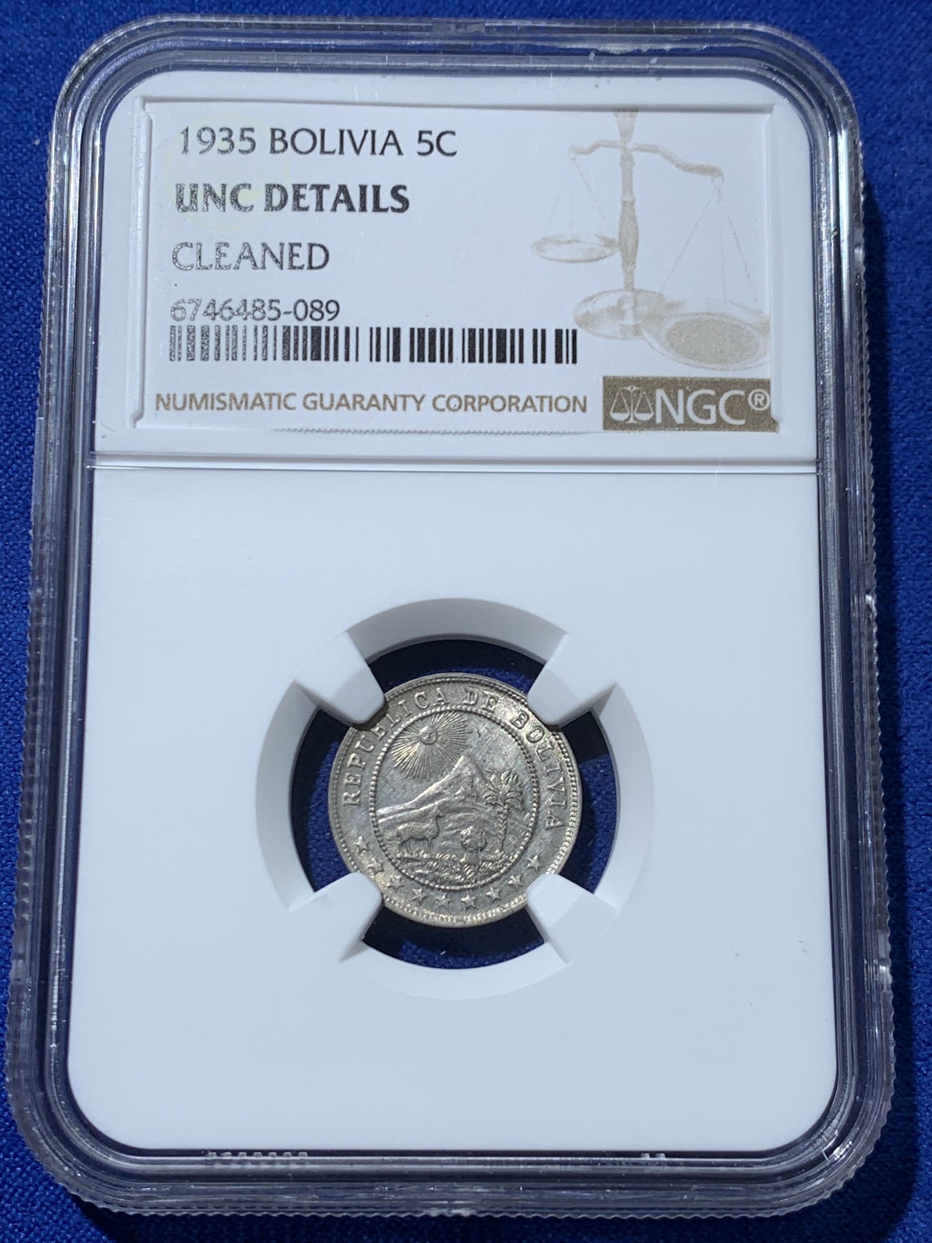 《竞宝斋》第238场-周日，周一，周二，周三 疯狂4连拍 (全场包邮) NGC UNC 玻利维亚 1935年 5分