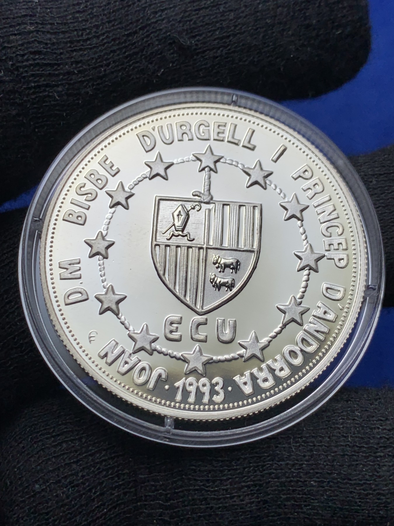 《竞宝斋》第238场-周日，周一，周二，周三 疯狂4连拍 (全场包邮) 安道尔 1991 10第纳尔 银币 925银31.1克