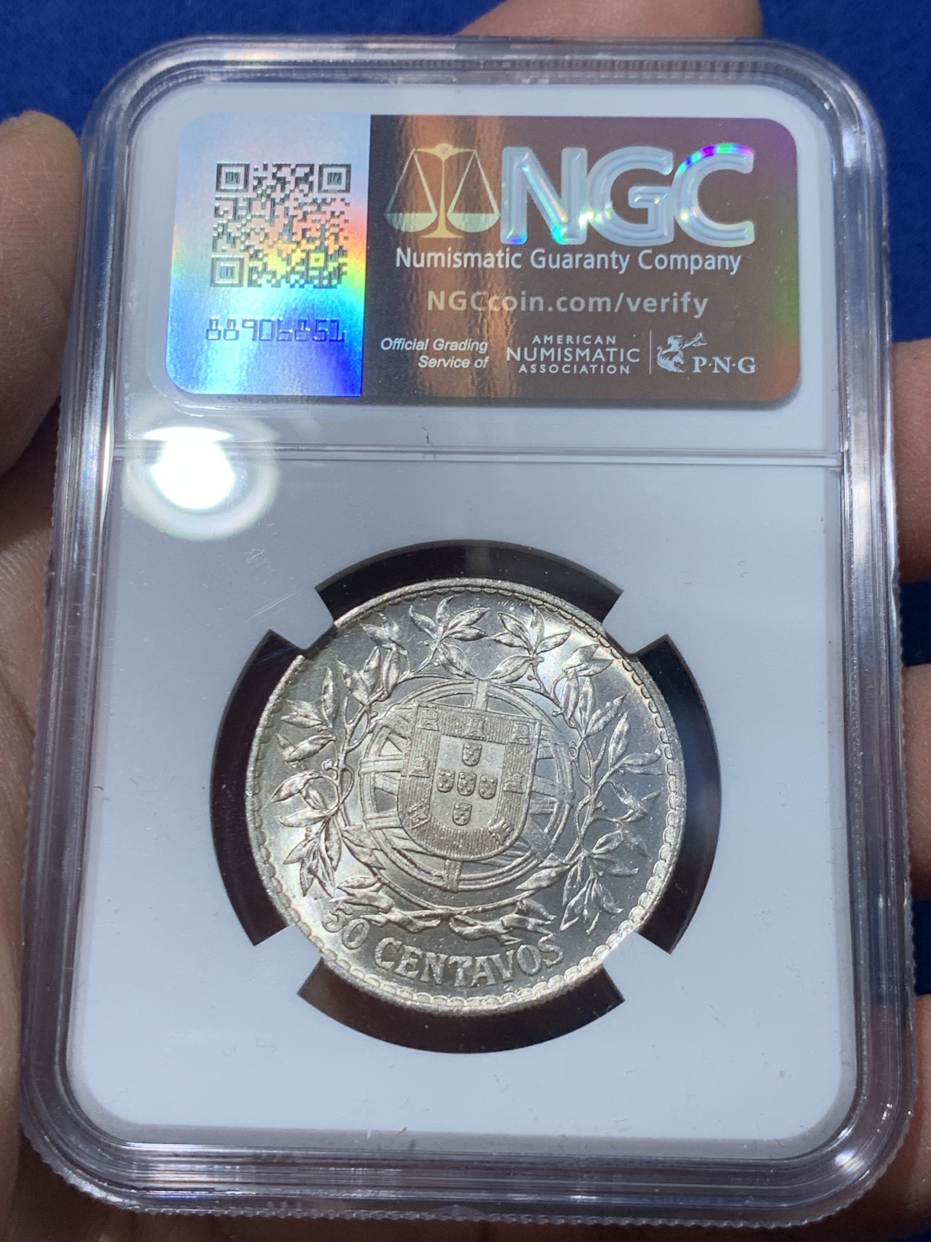 《竞宝斋》第238场-周日，周一，周二，周三 疯狂4连拍 (全场包邮) NGC MS62 葡萄牙1916年自由女神半圆银币