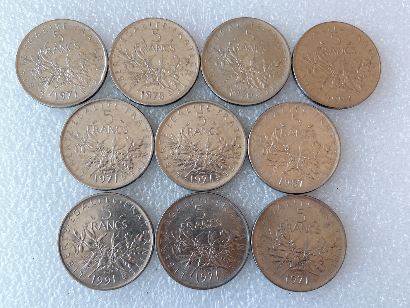 第一海外回流一元起拍收藏 本月最后一期 第61期 法国5法郎 10枚