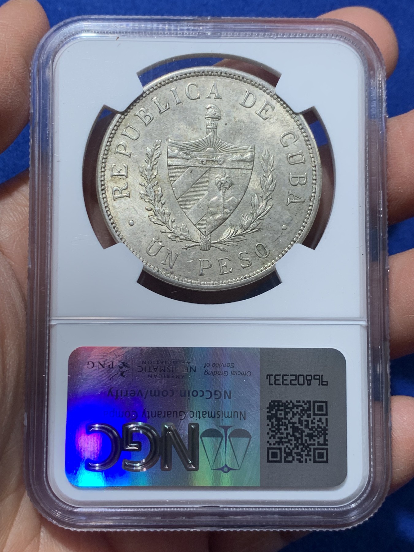 《竞宝斋》第238场-周日，周一，周二，周三 疯狂4连拍 (全场包邮) NGC UNC 古巴 1932年 大五角星 1比索 银币