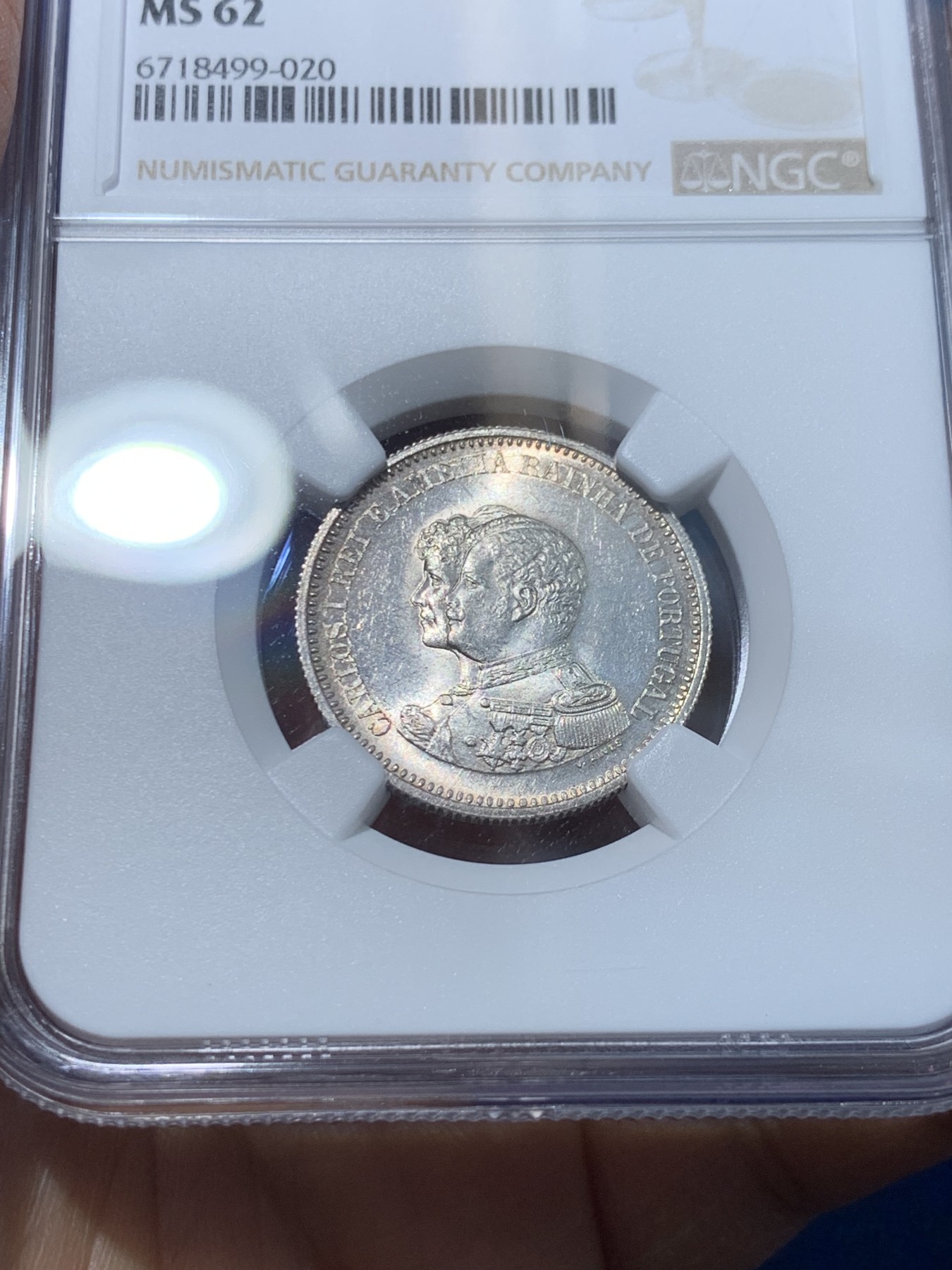 《竞宝斋》第238场-周日，周一，周二，周三 疯狂4连拍 (全场包邮) NGC MS62 葡萄牙1898年发现印度400周年200瑞斯银币