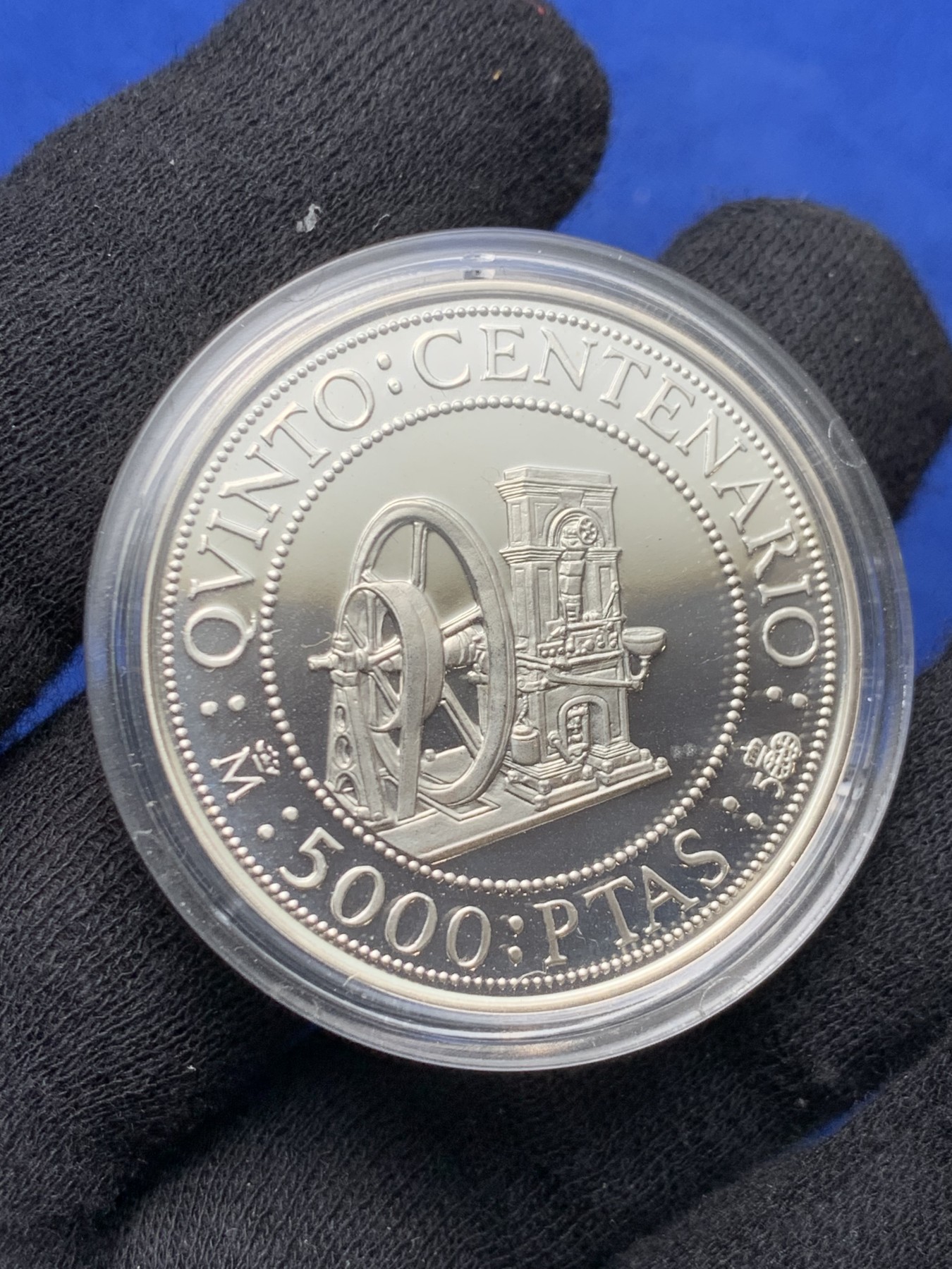 《竞宝斋》第238场-周日，周一，周二，周三 疯狂4连拍 (全场包邮) 西班牙 1992 造币机 5000比塞塔 加厚大银币 54克 925银