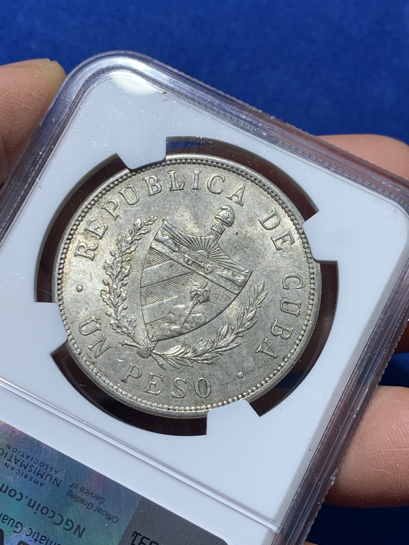 《竞宝斋》第238场-周日，周一，周二，周三 疯狂4连拍 (全场包邮) NGC UNC 古巴 1932年 大五角星 1比索 银币