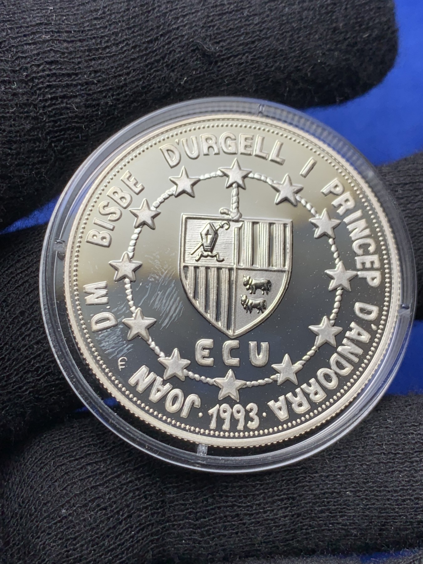 《竞宝斋》第238场-周日，周一，周二，周三 疯狂4连拍 (全场包邮) 安道尔 1991 10第纳尔 银币 925银31.1克