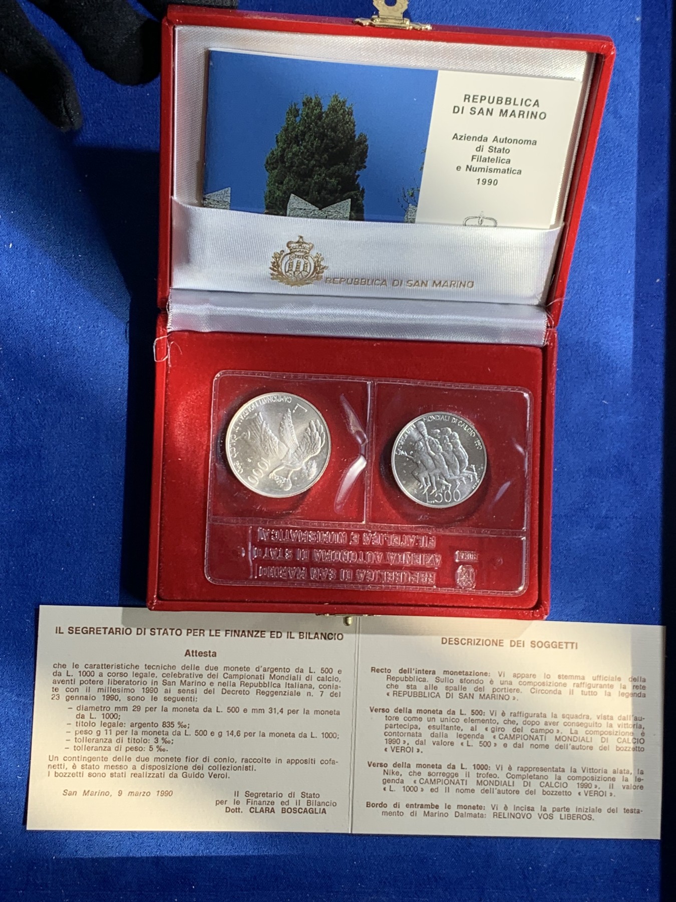 《竞宝斋》第238场-周日，周一，周二，周三 疯狂4连拍 (全场包邮) 圣马力诺 1990 500+1000里拉 银币套装