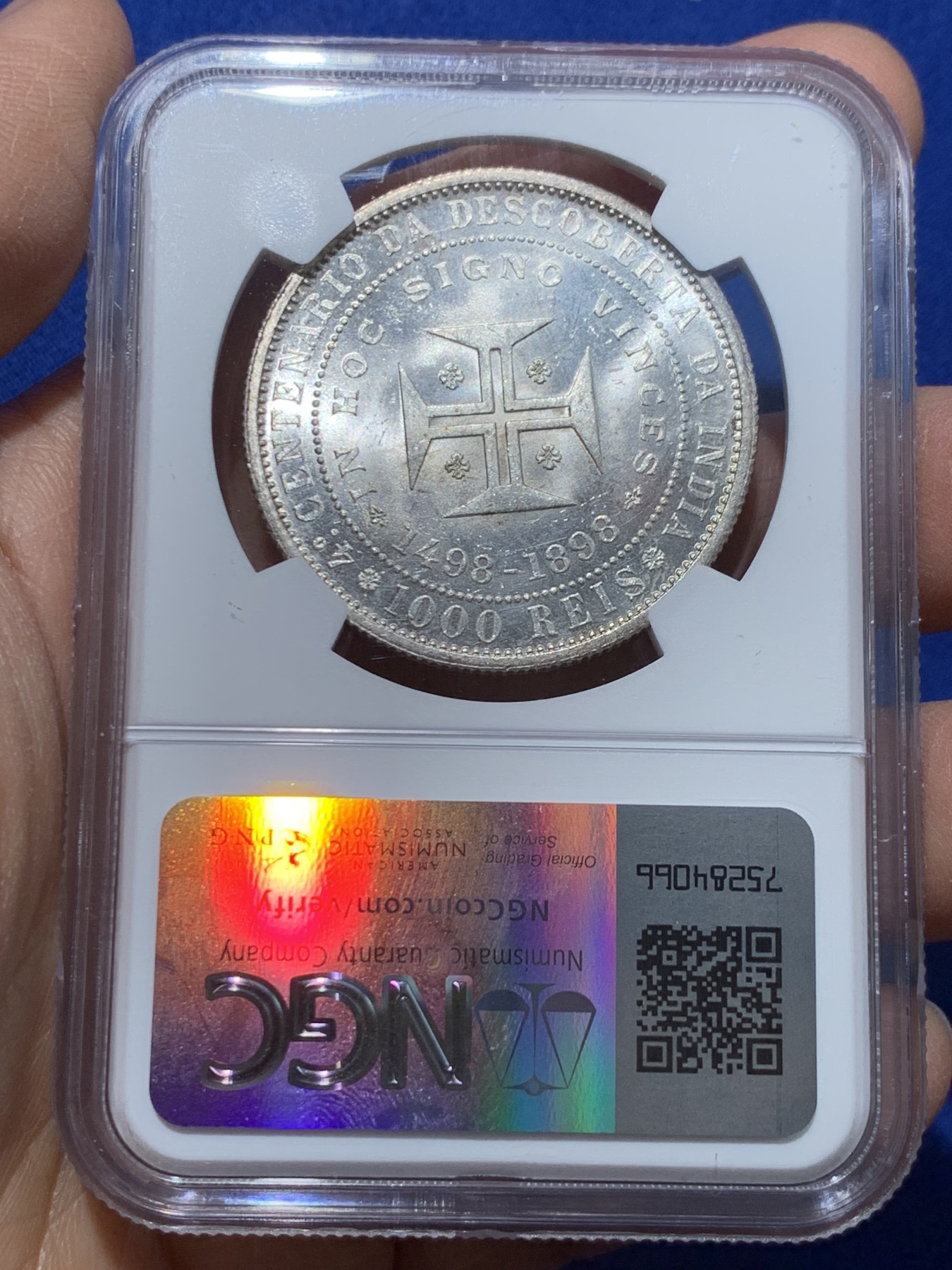 《竞宝斋》第238场-周日，周一，周二，周三 疯狂4连拍 (全场包邮) NGC UNC 葡萄牙1898年发现印度400周年1000瑞斯银币