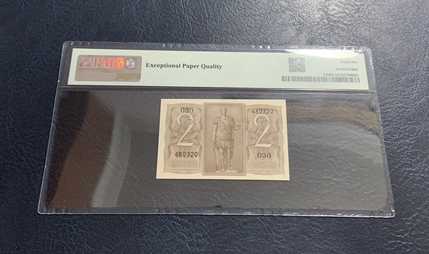 收藏联盟Quantum Auction 第320期拍卖  意大利1939年2里拉  PMG66 凯撒大帝 军队元首的象征 束斧