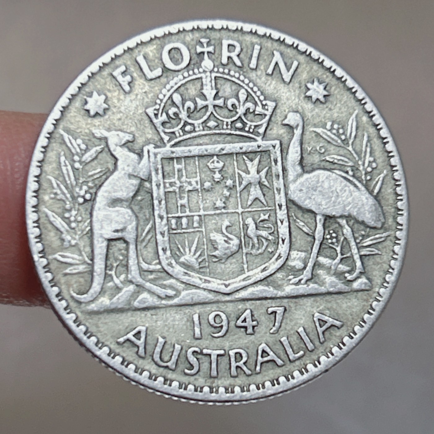第一海外回流一元起拍收藏 本月最后一期 第61期 1947年澳大利亚1弗洛林银币 乔治六世 11.3g