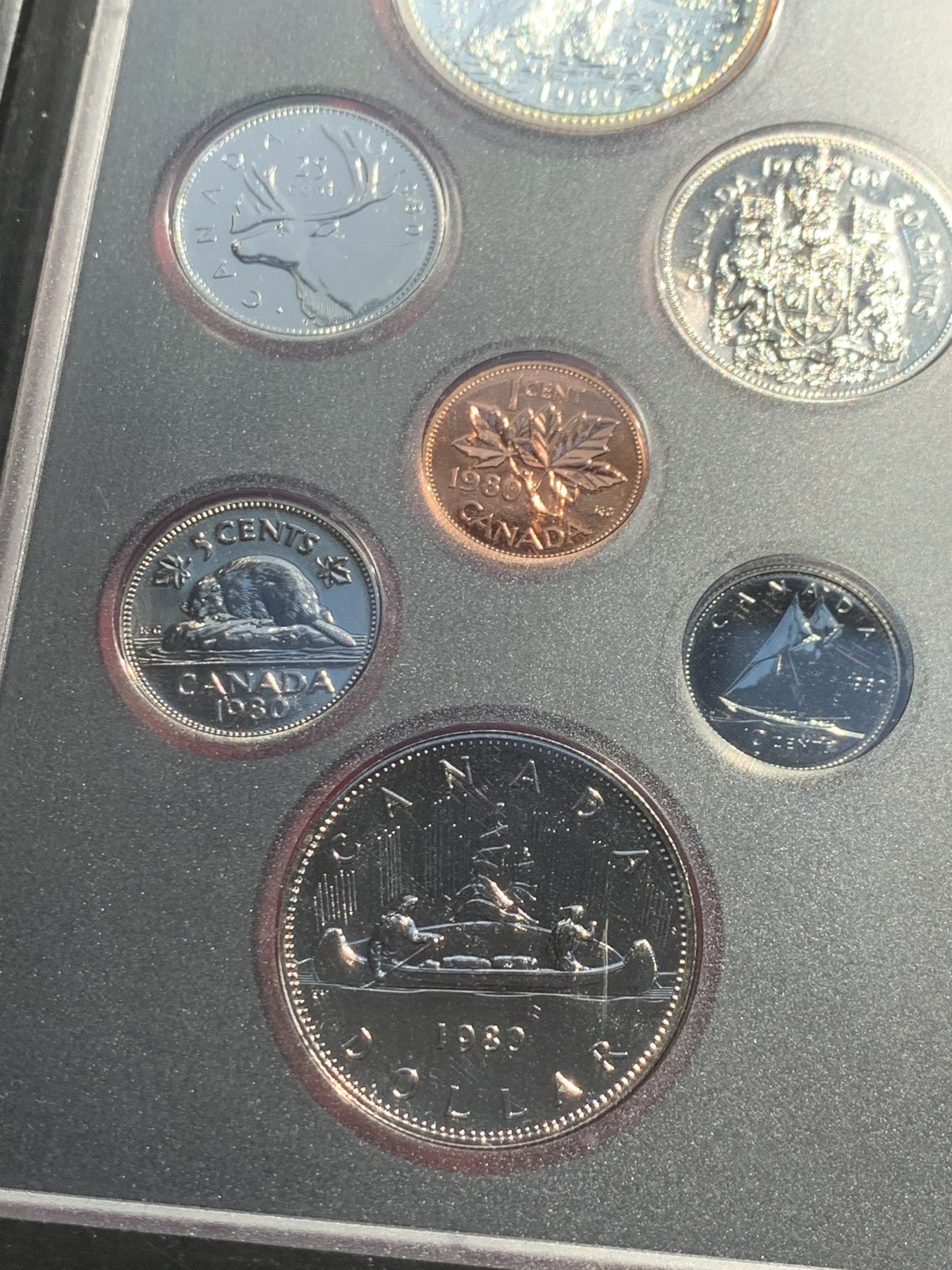 《竞宝斋》第238场-周日，周一，周二，周三 疯狂4连拍 (全场包邮) 1980加拿大年度套币北极熊7枚精制币原厂硬塑封装，含1加元银币