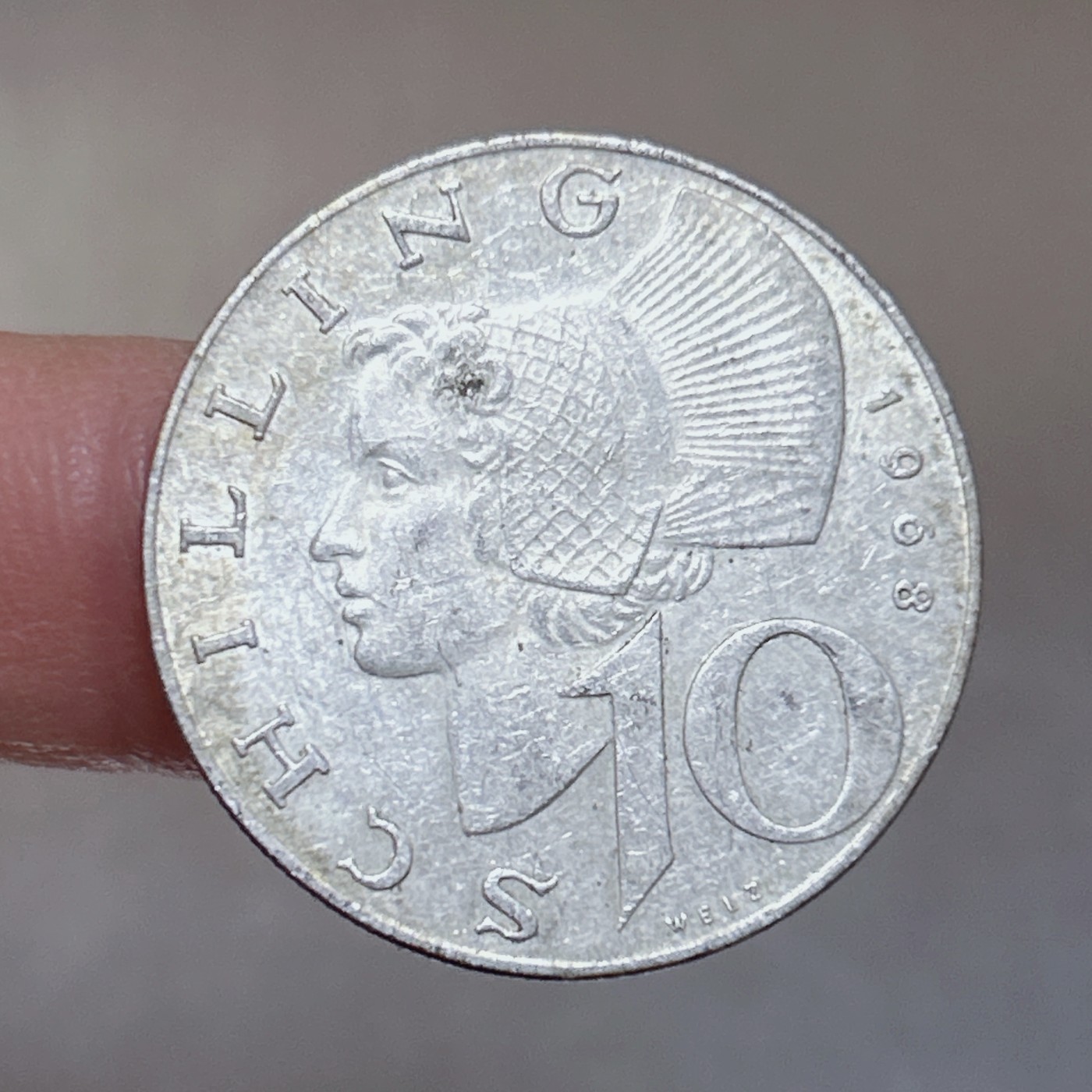 第一海外回流一元起拍收藏 本月最后一期 第61期 1968年奥地利10先令瓦豪女士银币 重7.5g