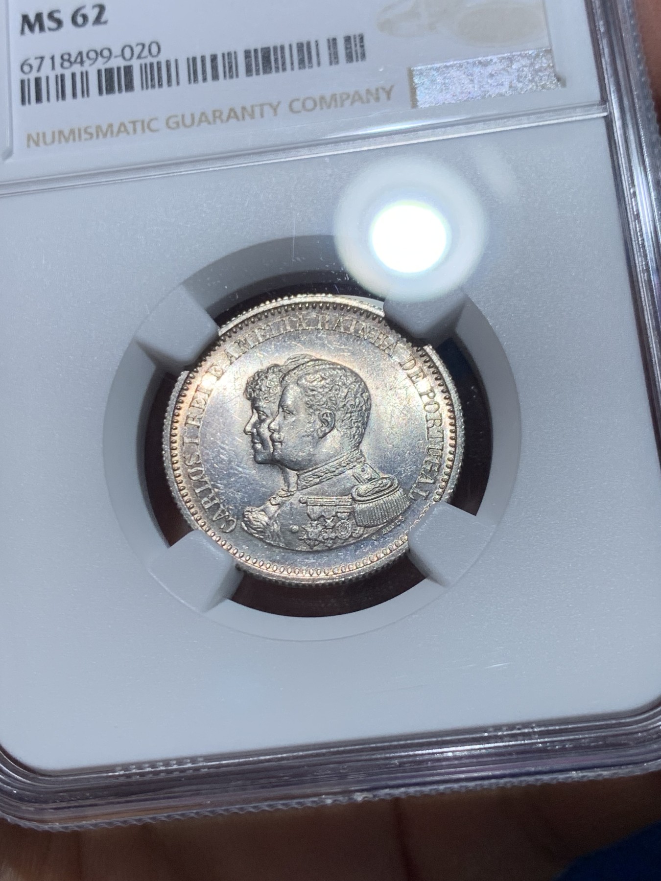 《竞宝斋》第238场-周日，周一，周二，周三 疯狂4连拍 (全场包邮) NGC MS62 葡萄牙1898年发现印度400周年200瑞斯银币