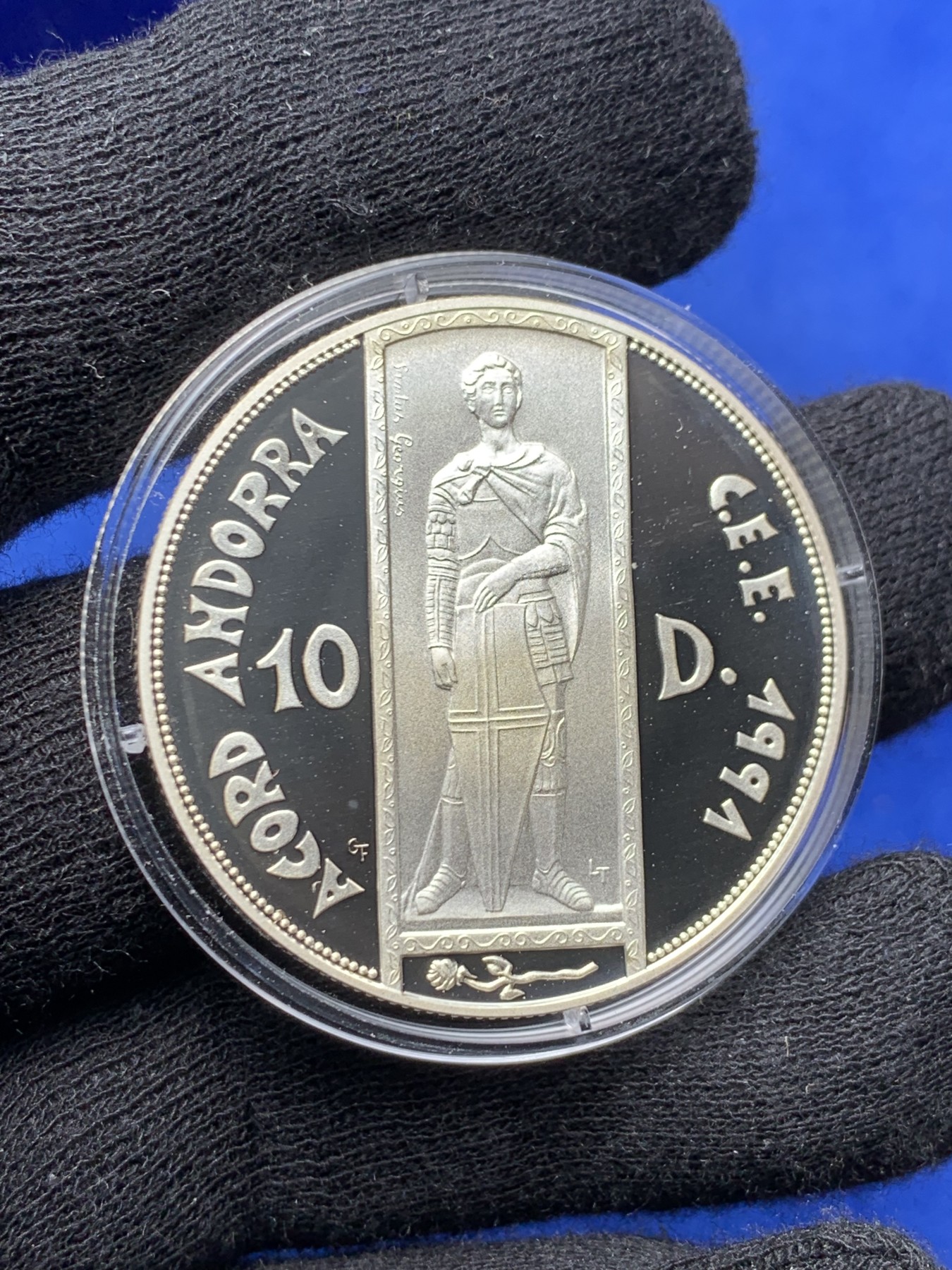 《竞宝斋》第238场-周日，周一，周二，周三 疯狂4连拍 (全场包邮) 安道尔 1991 10第纳尔 银币 925银31.1克