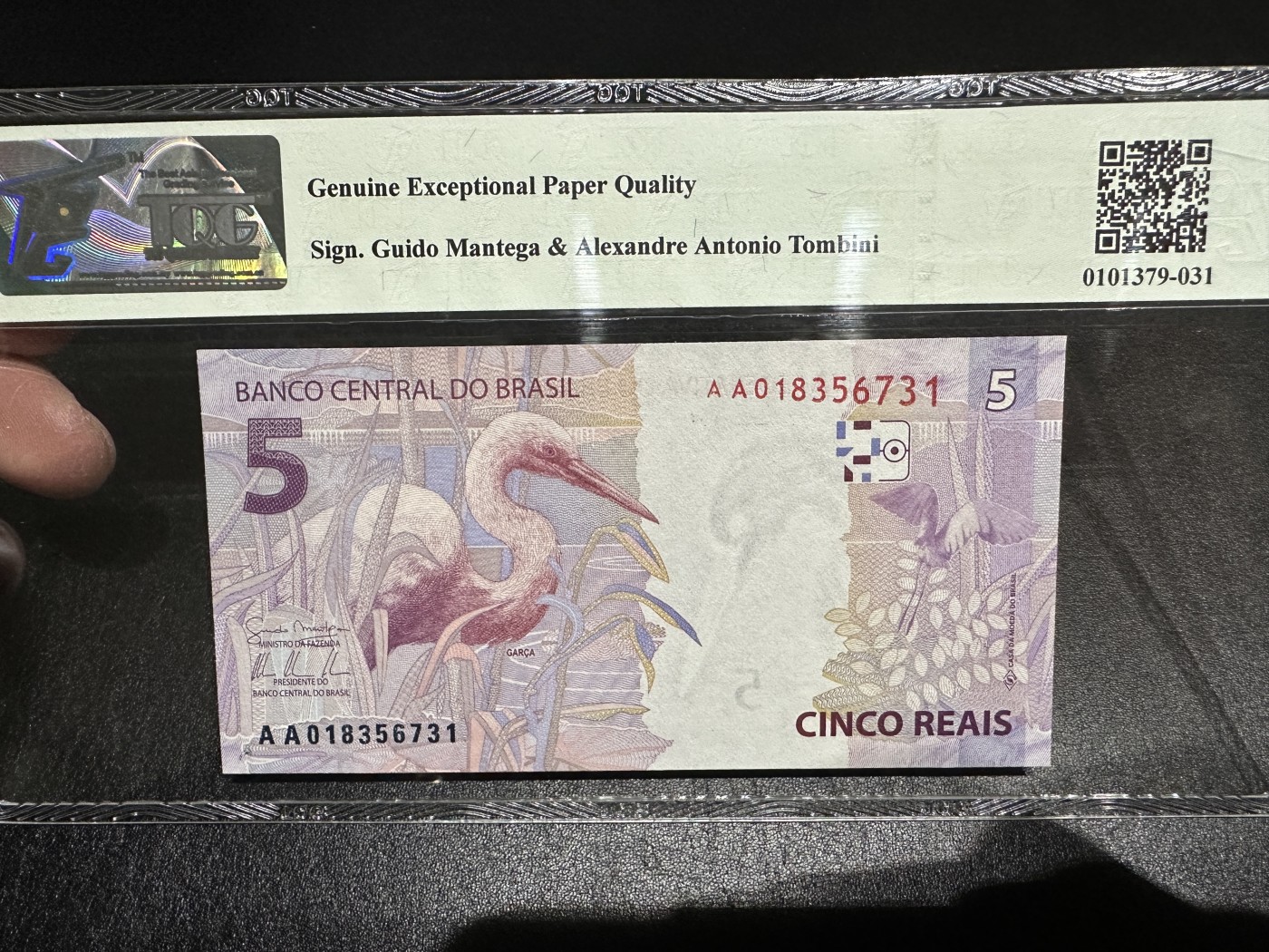 《外钞收藏家》第三百三十四期（连拍第一场） 2010年巴西5 AA首发冠 TQG评级