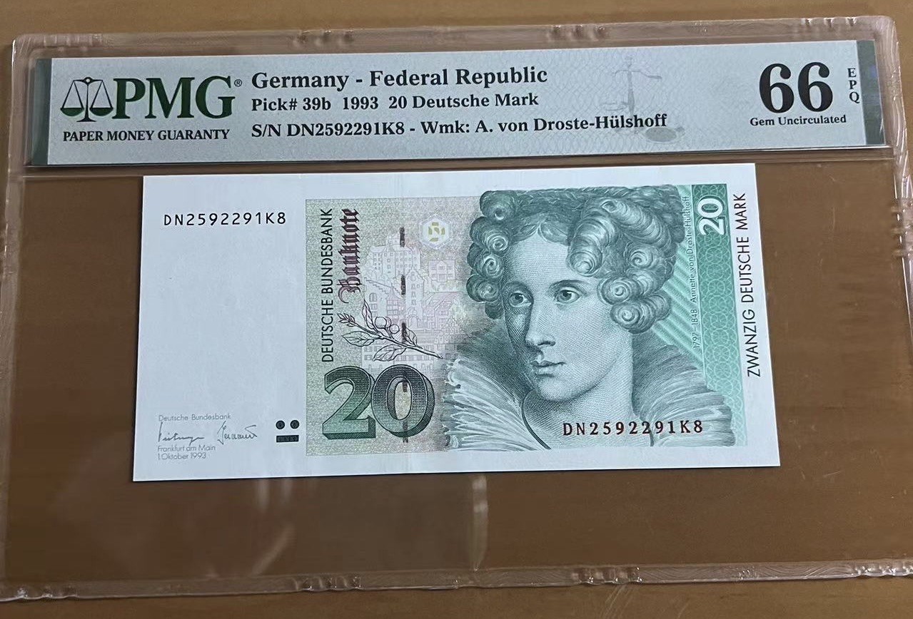 Chase Auction 第22期 - - 外钞、民国钞和人民币混合场！ 1993年德国20马克，PMG66！