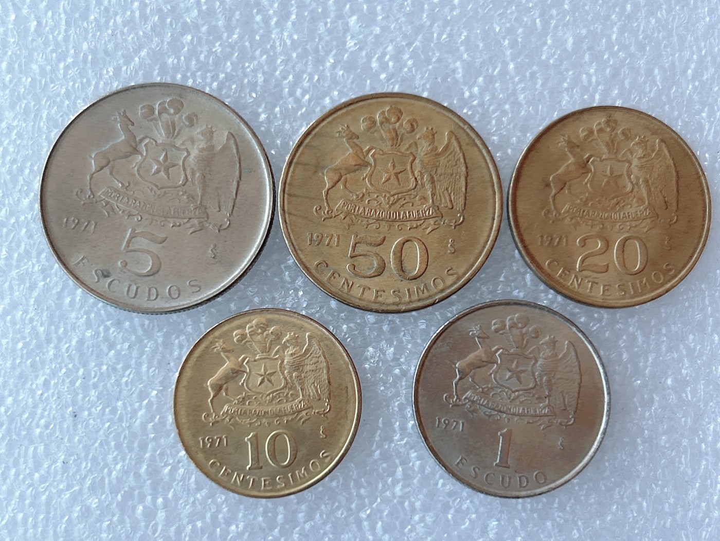 第一海外回流一元起拍收藏 本月最后一期 第61期 智利1971年5枚套币 少见