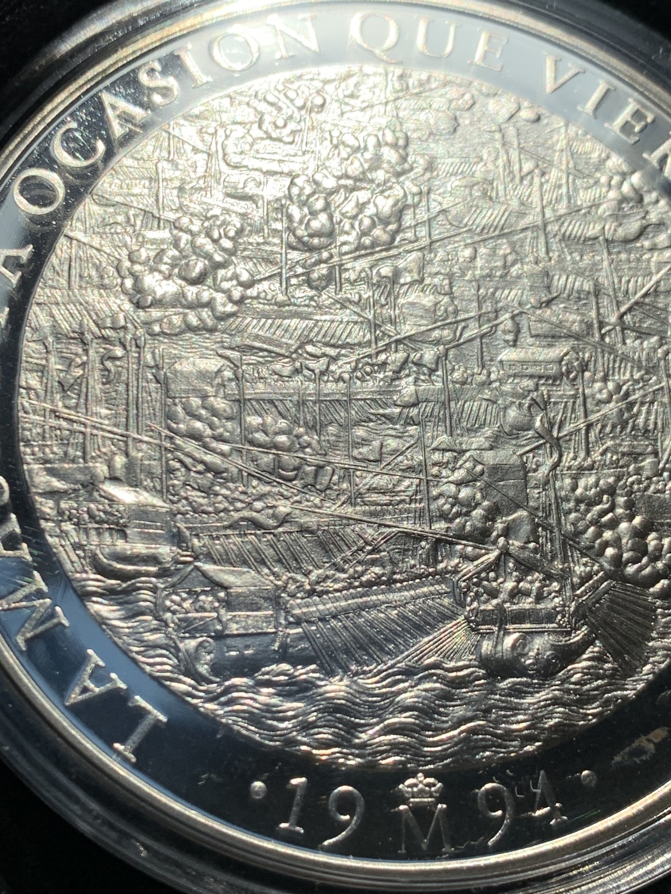 《竞宝斋》第238场-周日，周一，周二，周三 疯狂4连拍 (全场包邮) 西班牙1994年25ECU精制大银币 原盒证书 少见 168.75克 925银 比5盎司还大