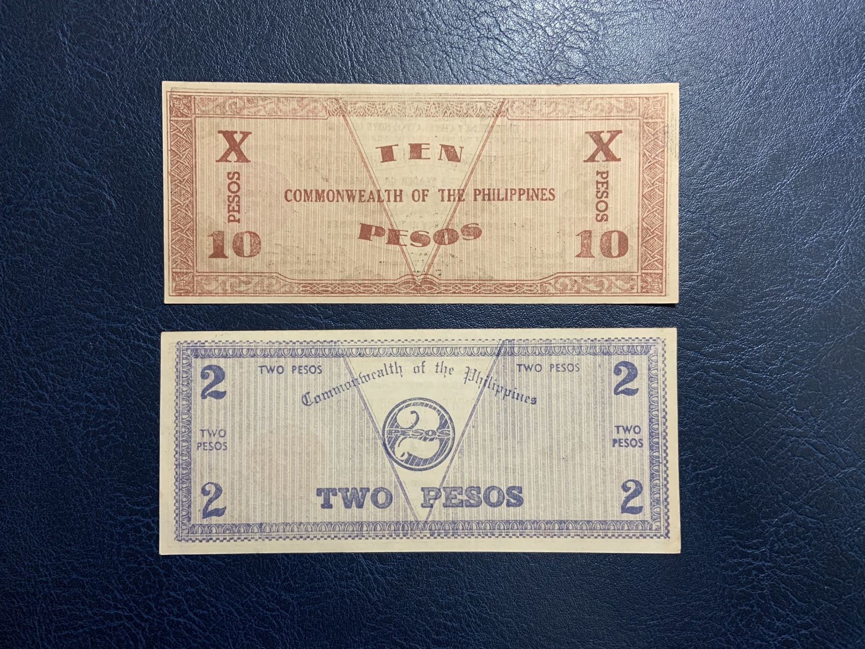 收藏联盟Quantum Auction 第320期拍卖  菲律宾1942年抗日时期内格罗斯岛10和2比索 品相分别为UNC-和UNC