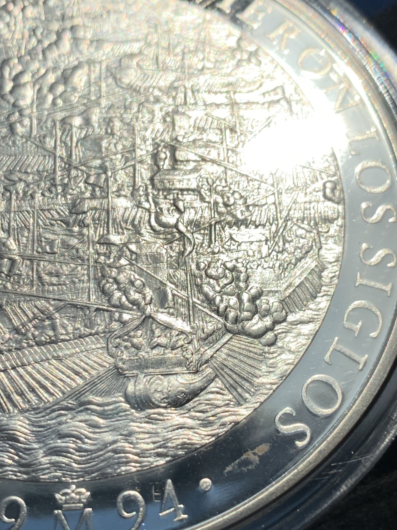 《竞宝斋》第238场-周日，周一，周二，周三 疯狂4连拍 (全场包邮) 西班牙1994年25ECU精制大银币 原盒证书 少见 168.75克 925银 比5盎司还大