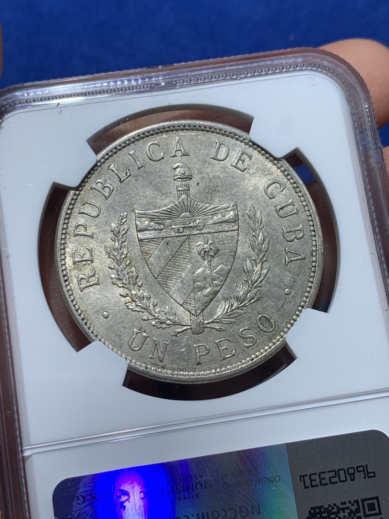 《竞宝斋》第238场-周日，周一，周二，周三 疯狂4连拍 (全场包邮) NGC UNC 古巴 1932年 大五角星 1比索 银币