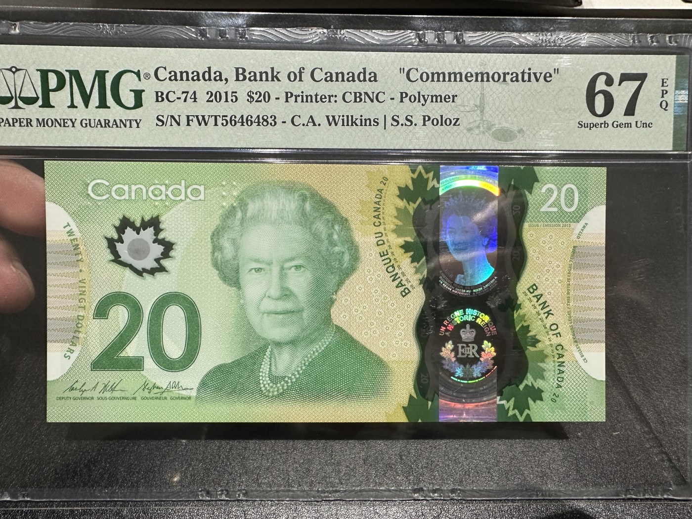 《外钞收藏家》第三百三十四期（连拍第一场） 2015年加拿大20元 PMG67 纪念钞