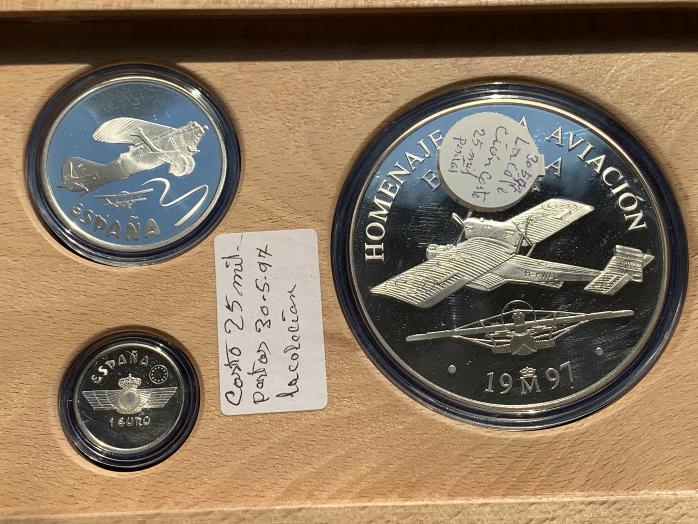 《竞宝斋》第238场-周日，周一，周二，周三 疯狂4连拍 (全场包邮) 西班牙1997年 飞机系列 6.72+33.62+168.75=209.09 925银 整套首拍