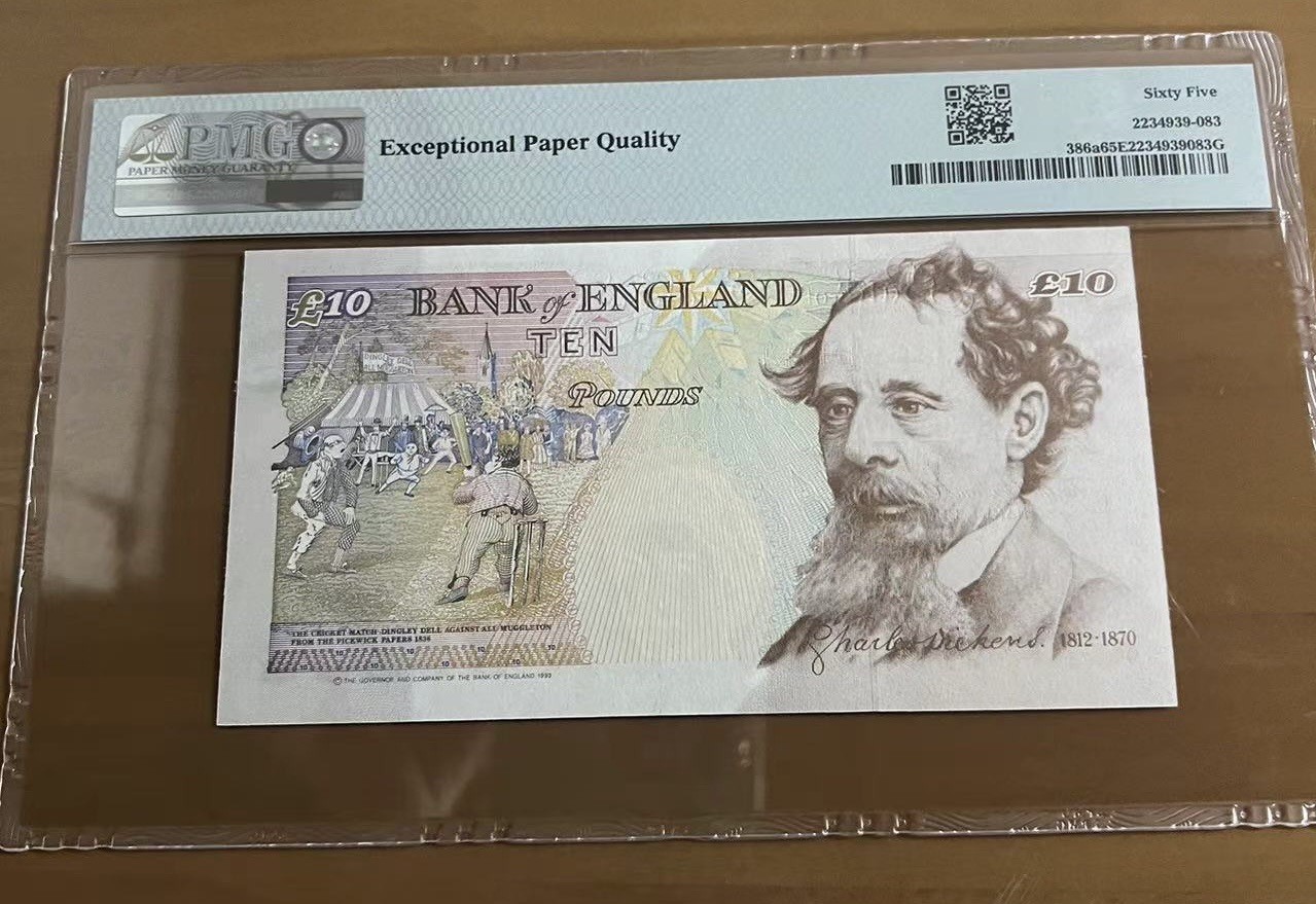 Chase Auction 第22期 - - 外钞、民国钞和人民币混合场！ 1993年英国10镑，PMG65！狄更斯！