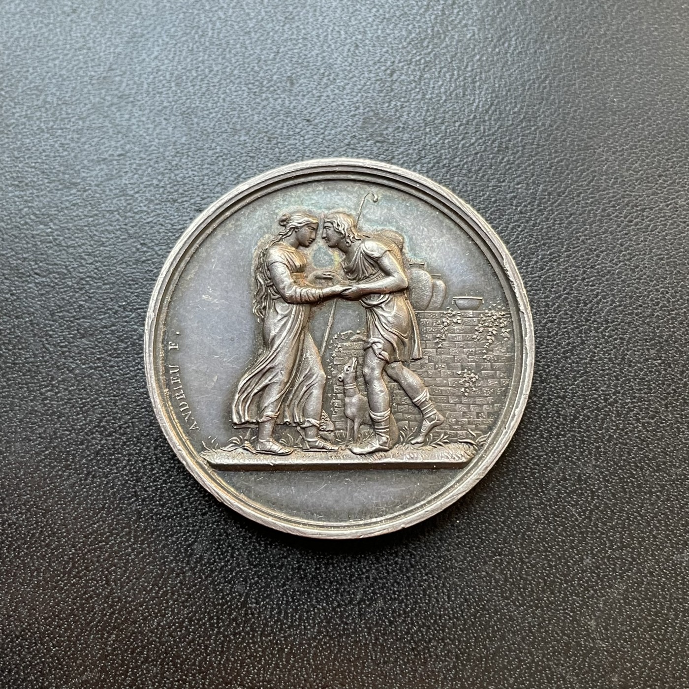 「木头集藏」章牌专场-第37期 1856年法国婚礼银章 直径：37mm，22.8g，边铭：手指 ARGENT （1845-1860）