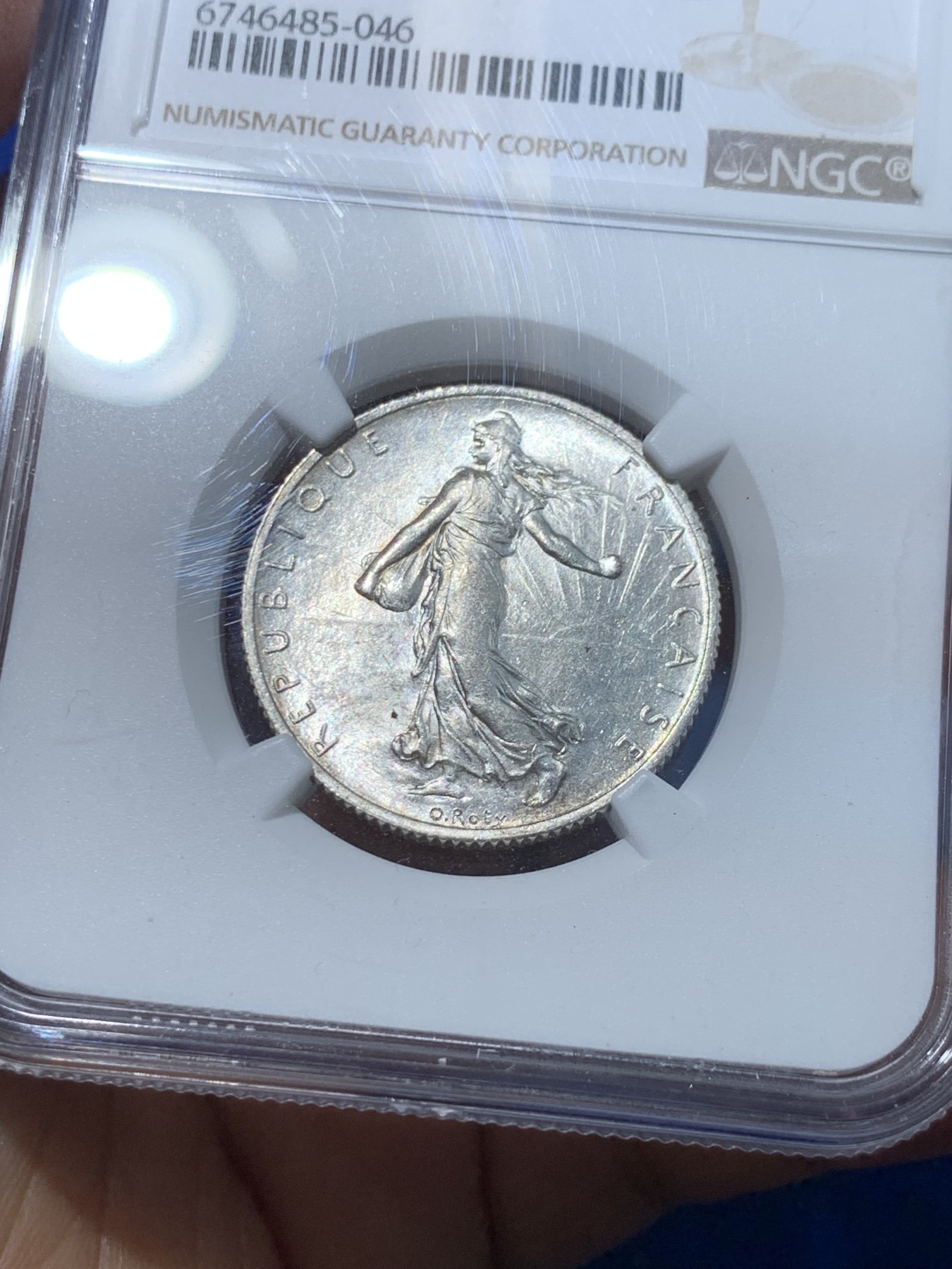 《竞宝斋》第238场-周日，周一，周二，周三 疯狂4连拍 (全场包邮) NGC MS61 法国1919年播种女神2法郎银币