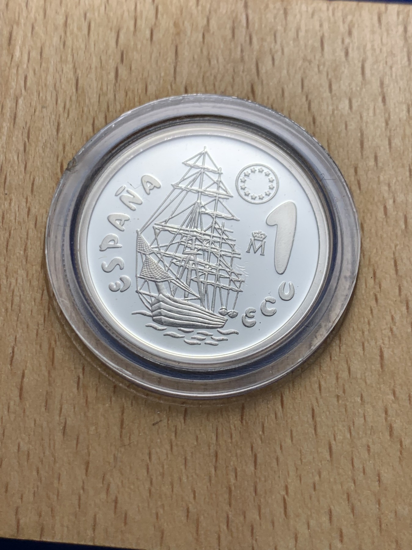 《竞宝斋》第238场-周日，周一，周二，周三 疯狂4连拍 (全场包邮) 西班牙1996年1ecu帆船 银币