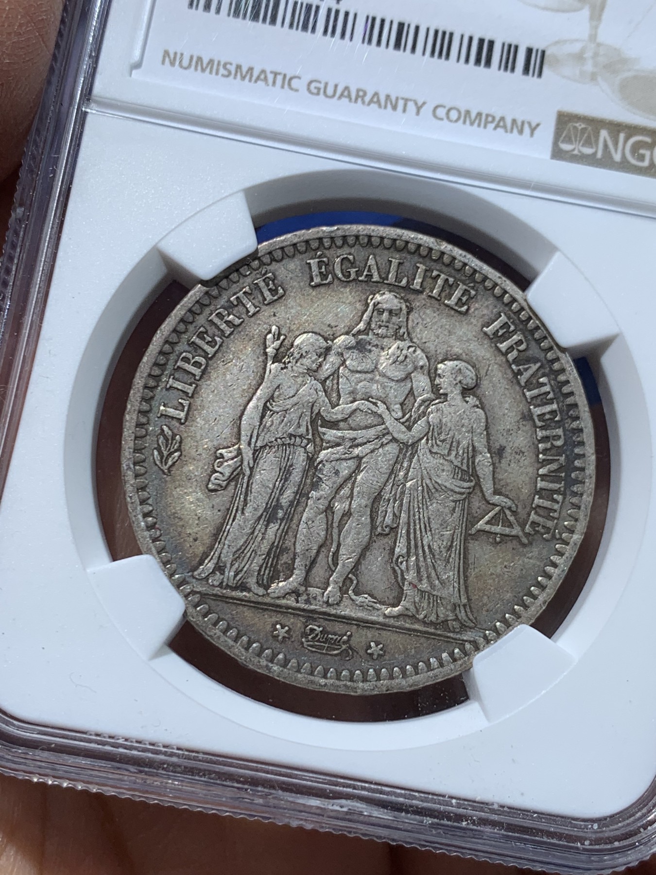 《竞宝斋》第238场-周日，周一，周二，周三 疯狂4连拍 (全场包邮) NGC XF45 法国1849第二共和大力神5法郎银币 只发行两年 出分难得 原味包浆