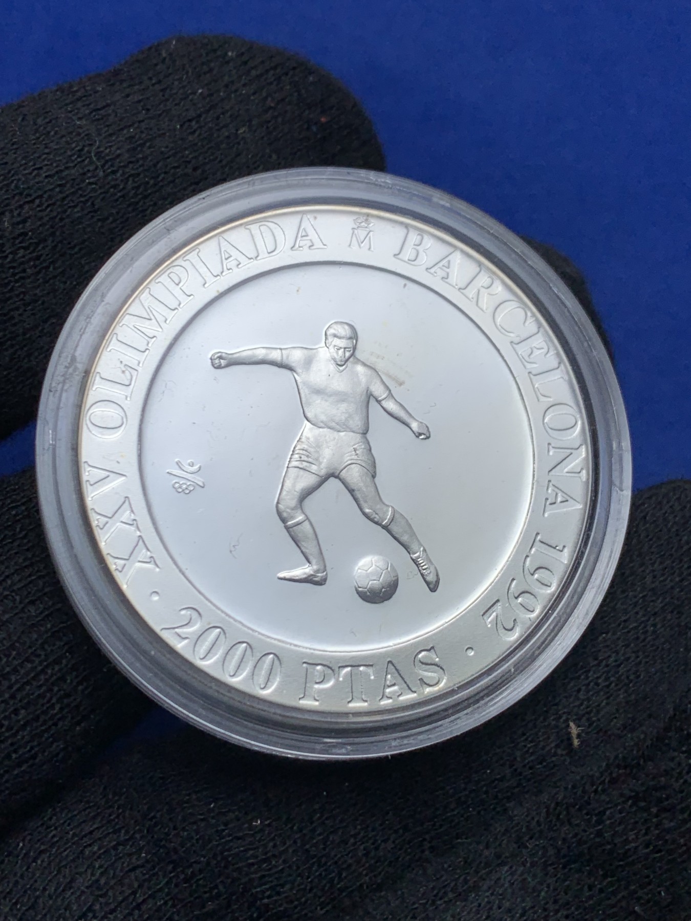 《竞宝斋》第238场-周日，周一，周二，周三 疯狂4连拍 (全场包邮) 西班牙1992年 巴塞罗那奥运会2000比塞塔 胡安·卡洛斯精制大银币 27克 925银