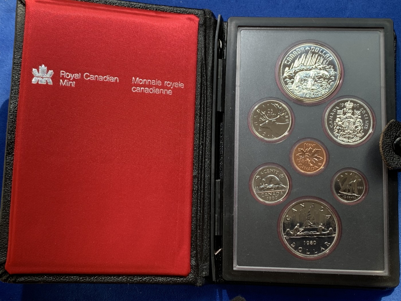 《竞宝斋》第238场-周日，周一，周二，周三 疯狂4连拍 (全场包邮) 1980加拿大年度套币北极熊7枚精制币原厂硬塑封装，含1加元银币