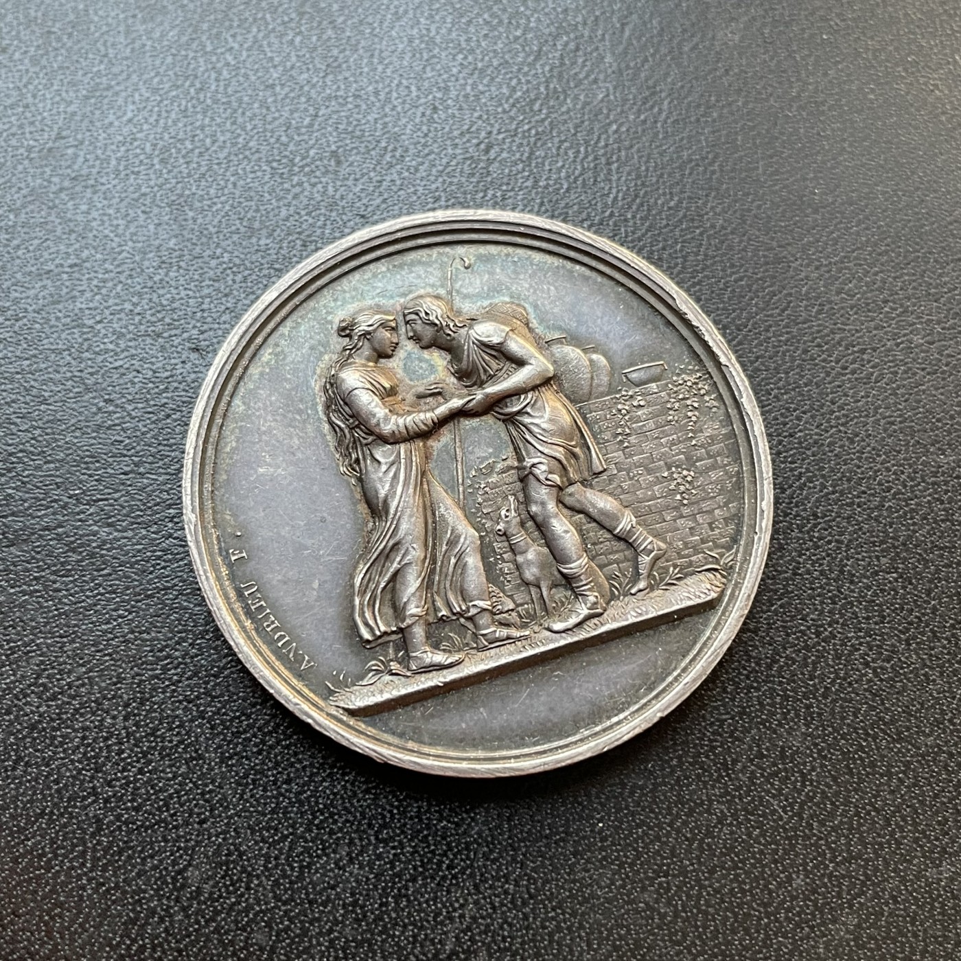 「木头集藏」章牌专场-第37期 1856年法国婚礼银章 直径：37mm，22.8g，边铭：手指 ARGENT （1845-1860）